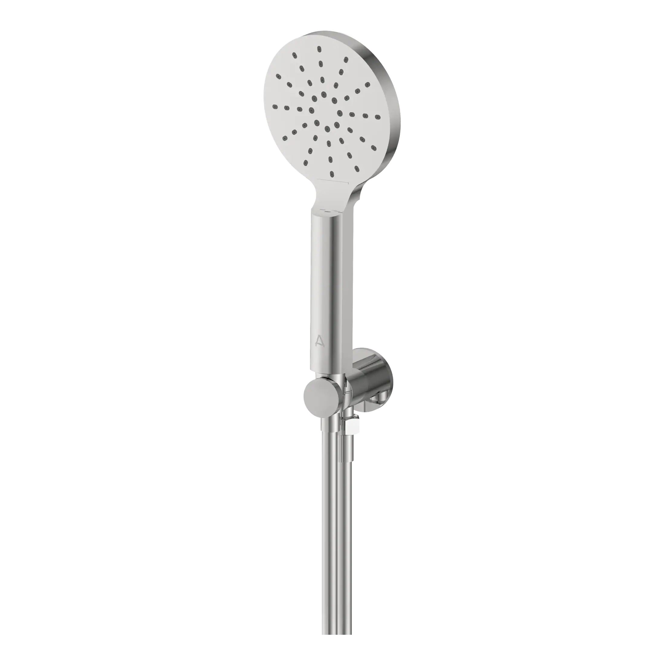 Sleek modern chrome handheld shower head with adjustable holder, perfect for luxurious Bubly bathrooms and high-quality bathroom upgrades.