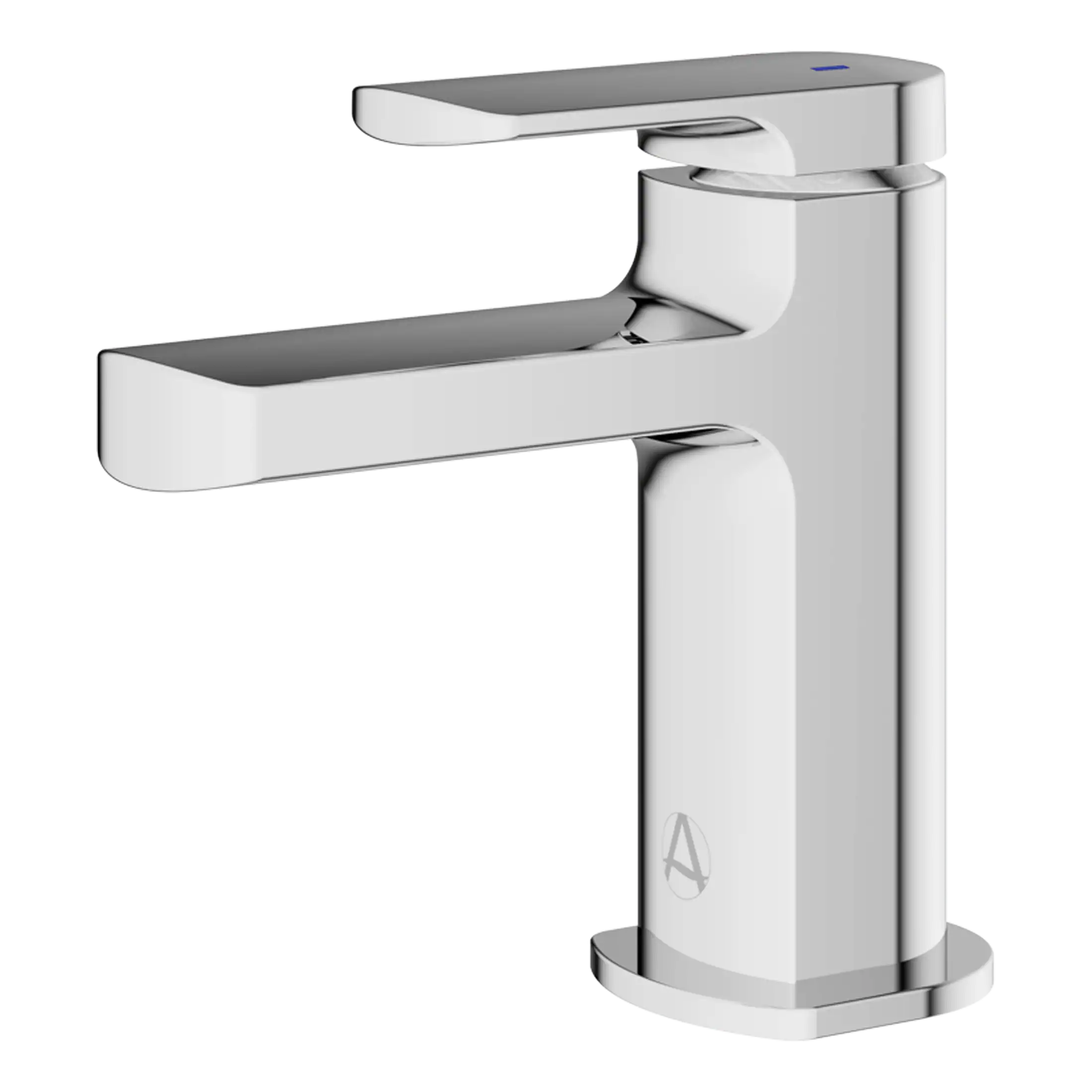 Sleek modern chrome bathroom tap with a minimalist design, perfect for contemporary bathroom fixtures and accessories. Ideal for stylish and functional bathroom decor.