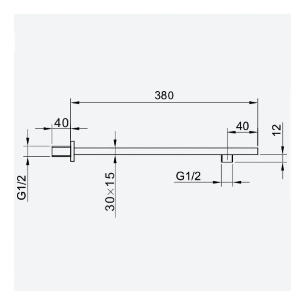High-quality bathroom shower arm with detailed technical drawing, including dimensions and threading specifications, designed for modern bathroom installation and plumbing efficiency.