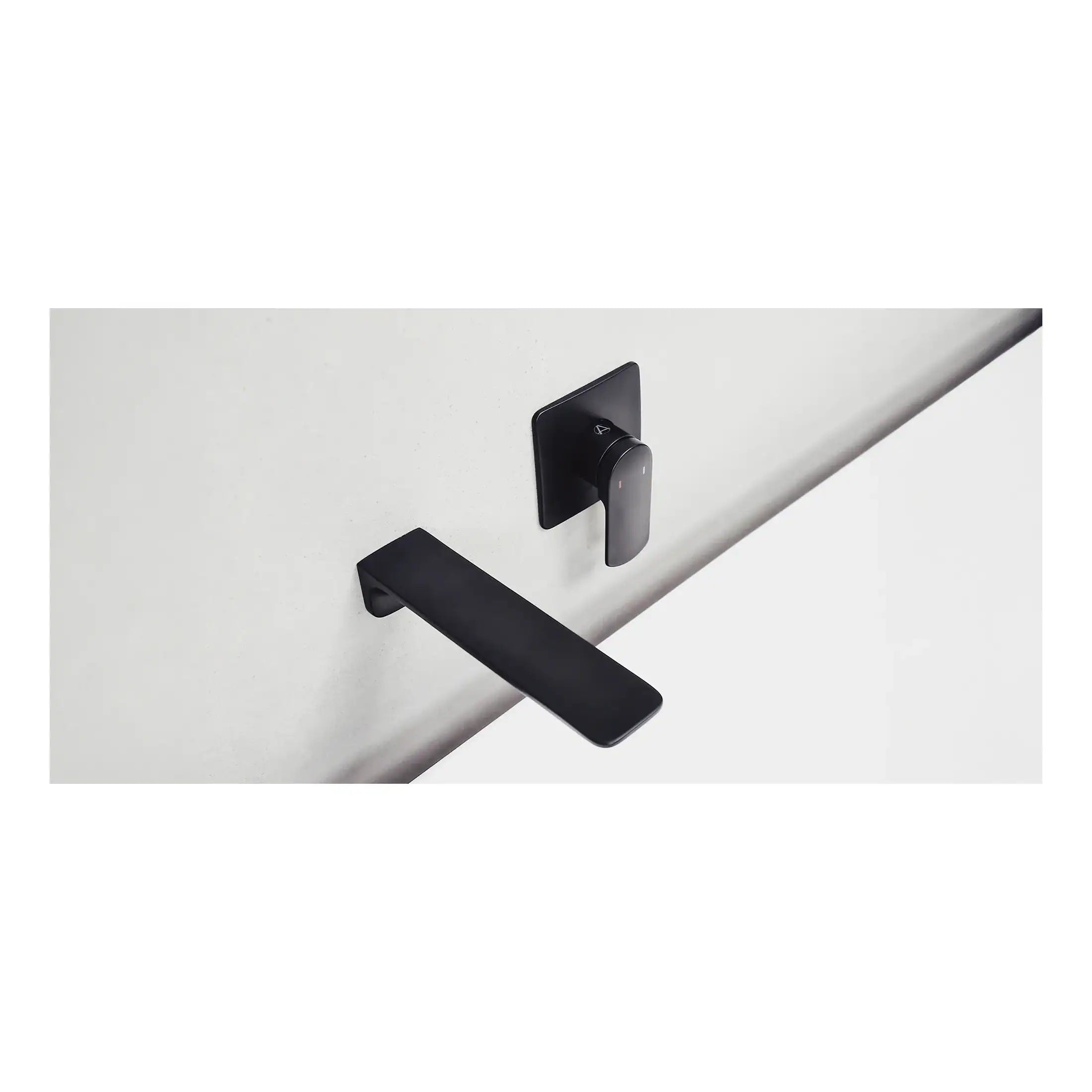 Sleek black modern digital bathroom lock with handle, wall-mounted control panel, and keyless entry system, designed for contemporary bathroom door security and style.