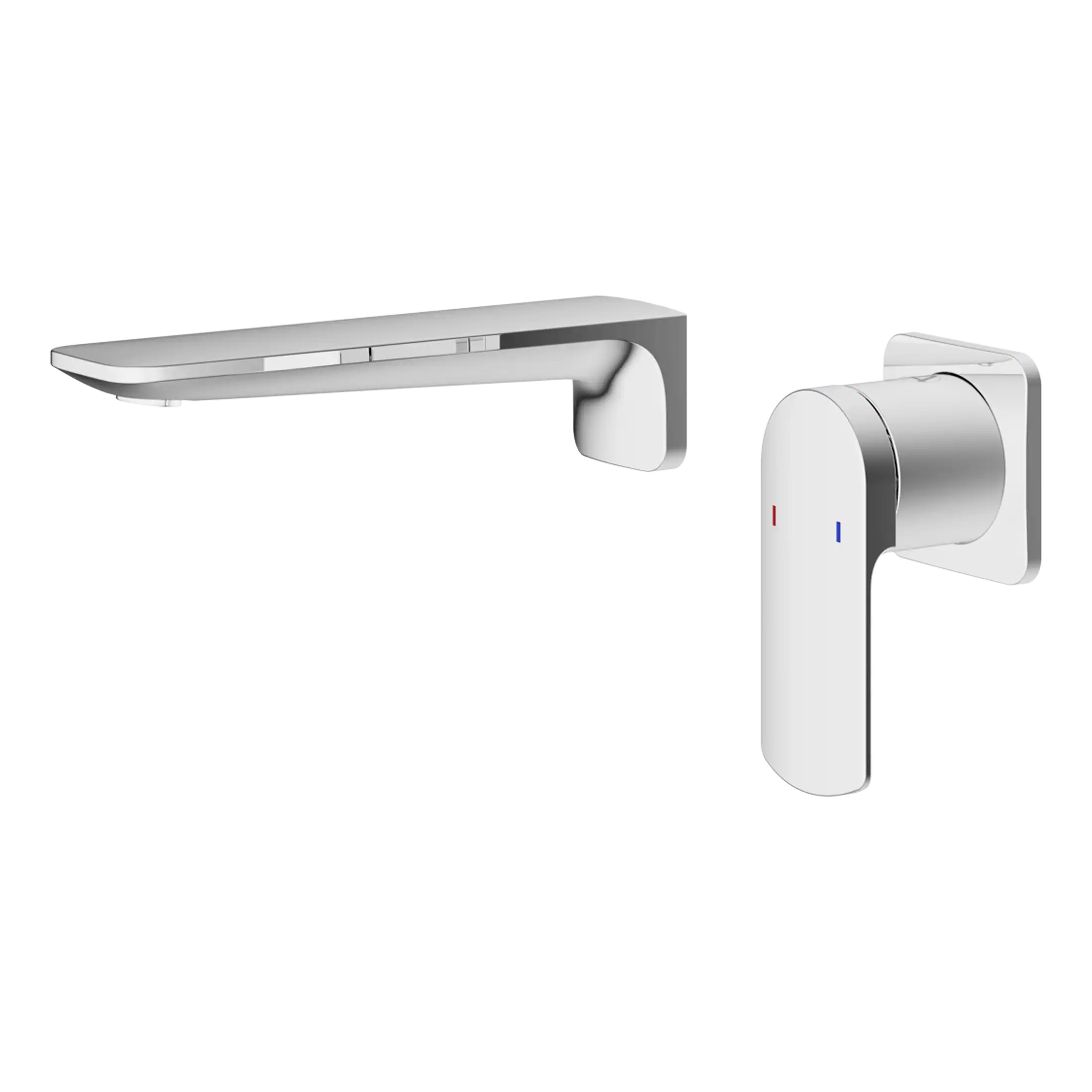 Sleek modern chrome bathroom tap with digital temperature control, featuring red and blue indicators, perfect for stylish and functional bathroom design.