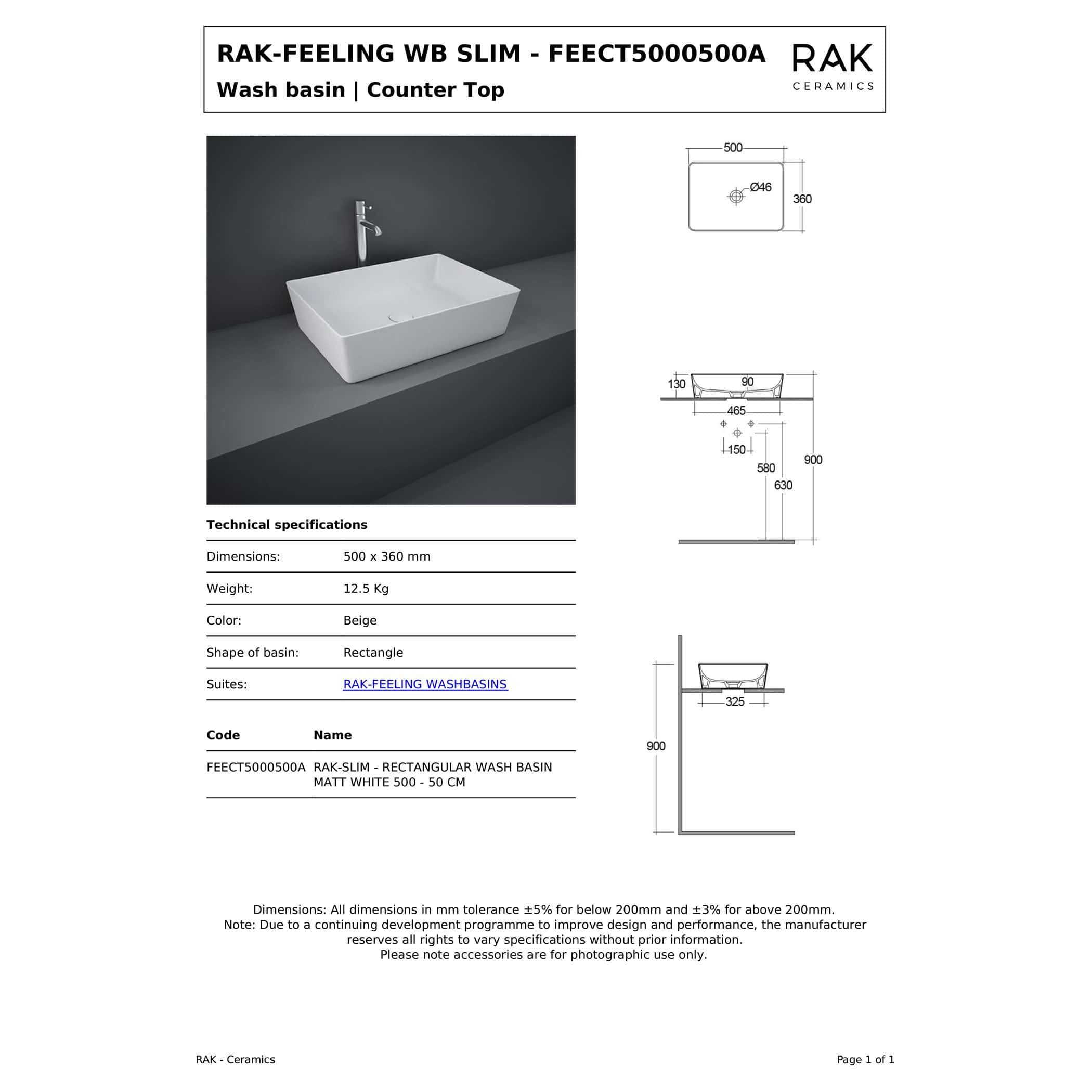 Sleek rectangular beige wash basin with a minimalist design, ideal for modern bathrooms, featuring adjustable dimensions and durable ceramic material from Bubly Bathrooms.