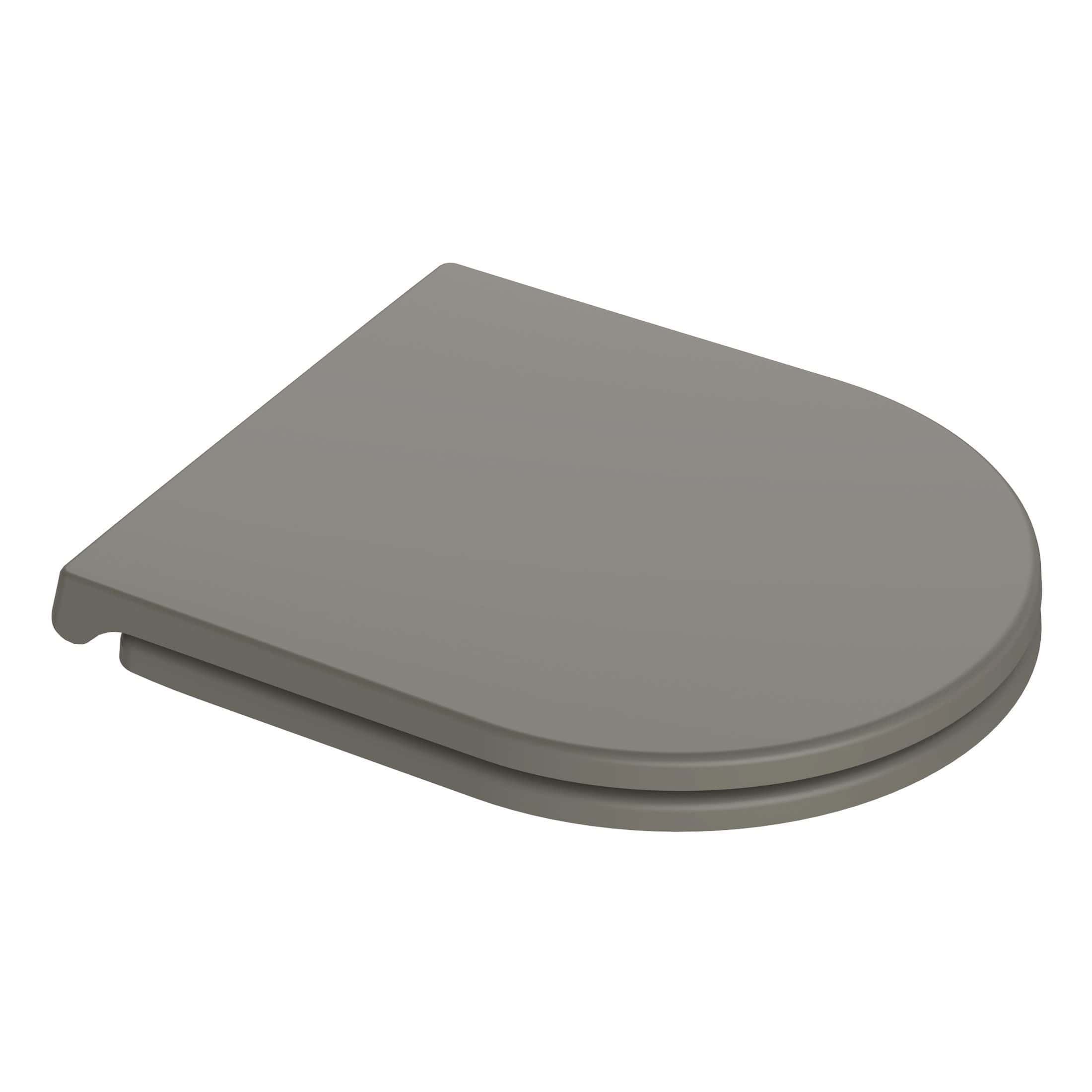 Grey toilet seat lid with concealed hinges, designed for modern bathroom comfort and hygiene. Suitable for BB toilets, providing a seamless look and easy cleaning. Ideal for upgrading bathroom aesthetics.