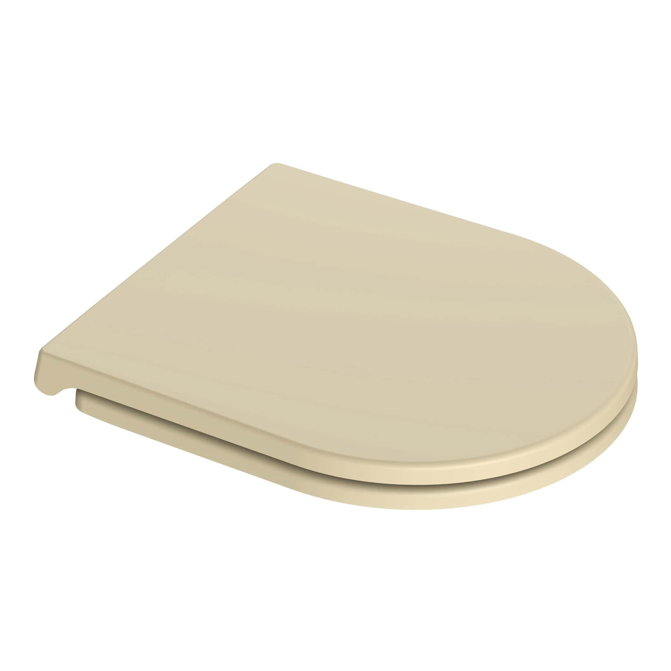 Foldable beige toilet seat with soft-close mechanism for modern bathroom comfort. Durable and easy to clean, perfect for any bathroom upgrade.