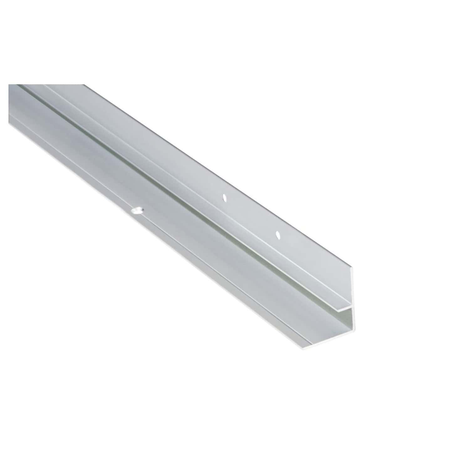 Aluminium bathroom shower corner trim with drilled holes for secure fixing, ideal for modern shower enclosure edges and waterproof sealing.