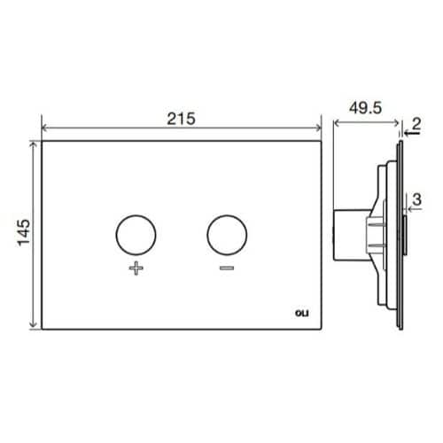 215mm double push button switch for modern bathroom installations, high-quality design by Bubly Bathrooms. Suitable for aquablend electric showers and bathroom automation systems.