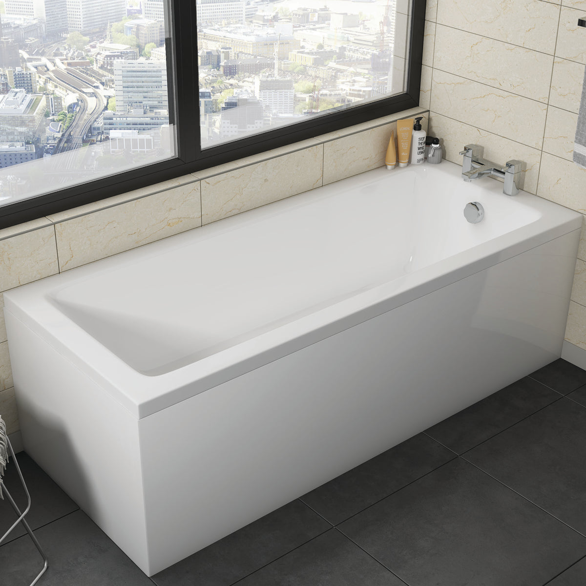 Scudo 1700mm Waterproof Bath Front Panel - Gloss White - lifestyle
