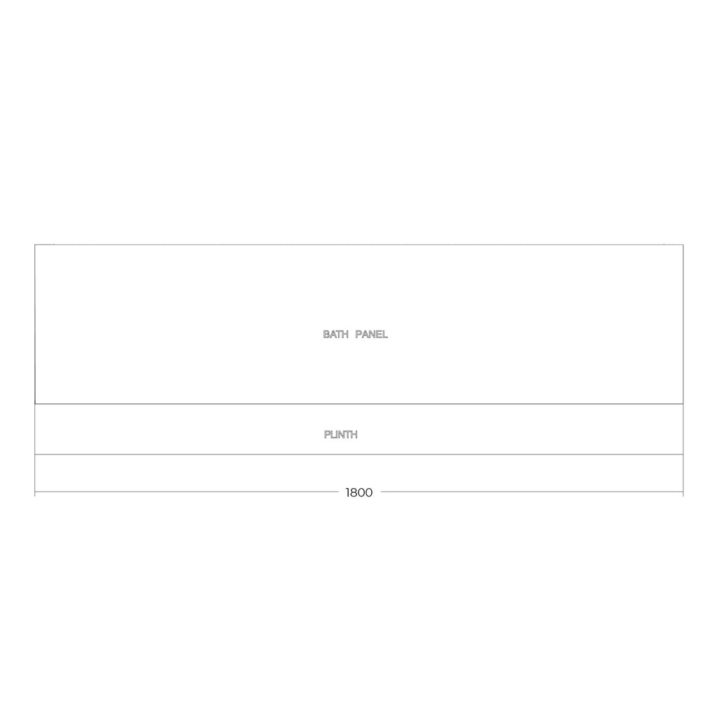 Scudo 1800mm Gloss White Waterproof Front Bath Panel - technical drawing with dimensions