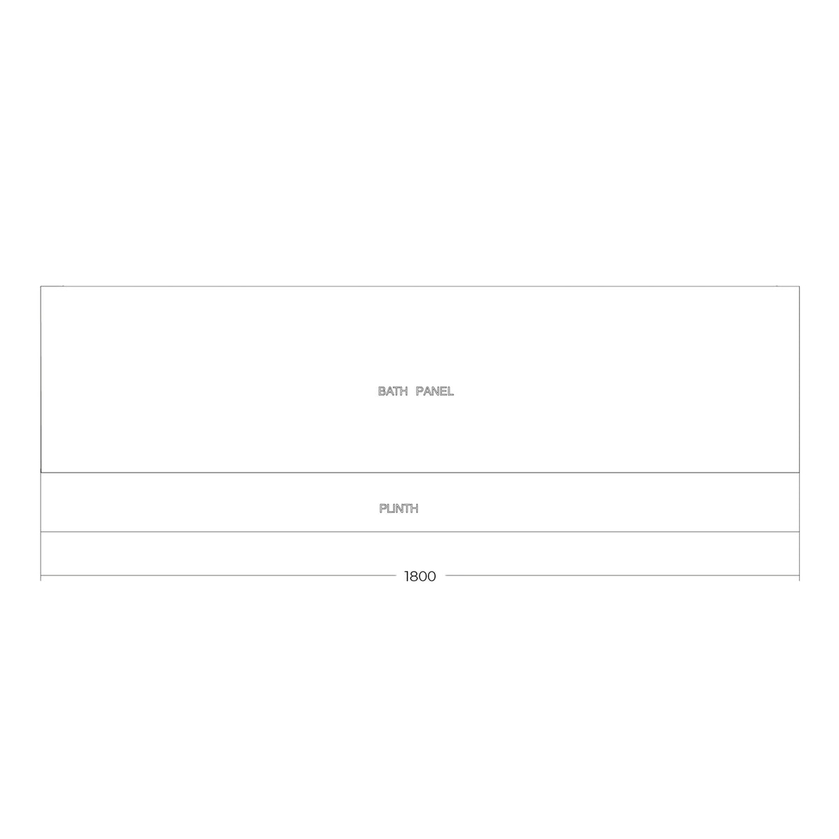 Scudo 1800mm Gloss White Waterproof Front Bath Panel - technical drawing with dimensions