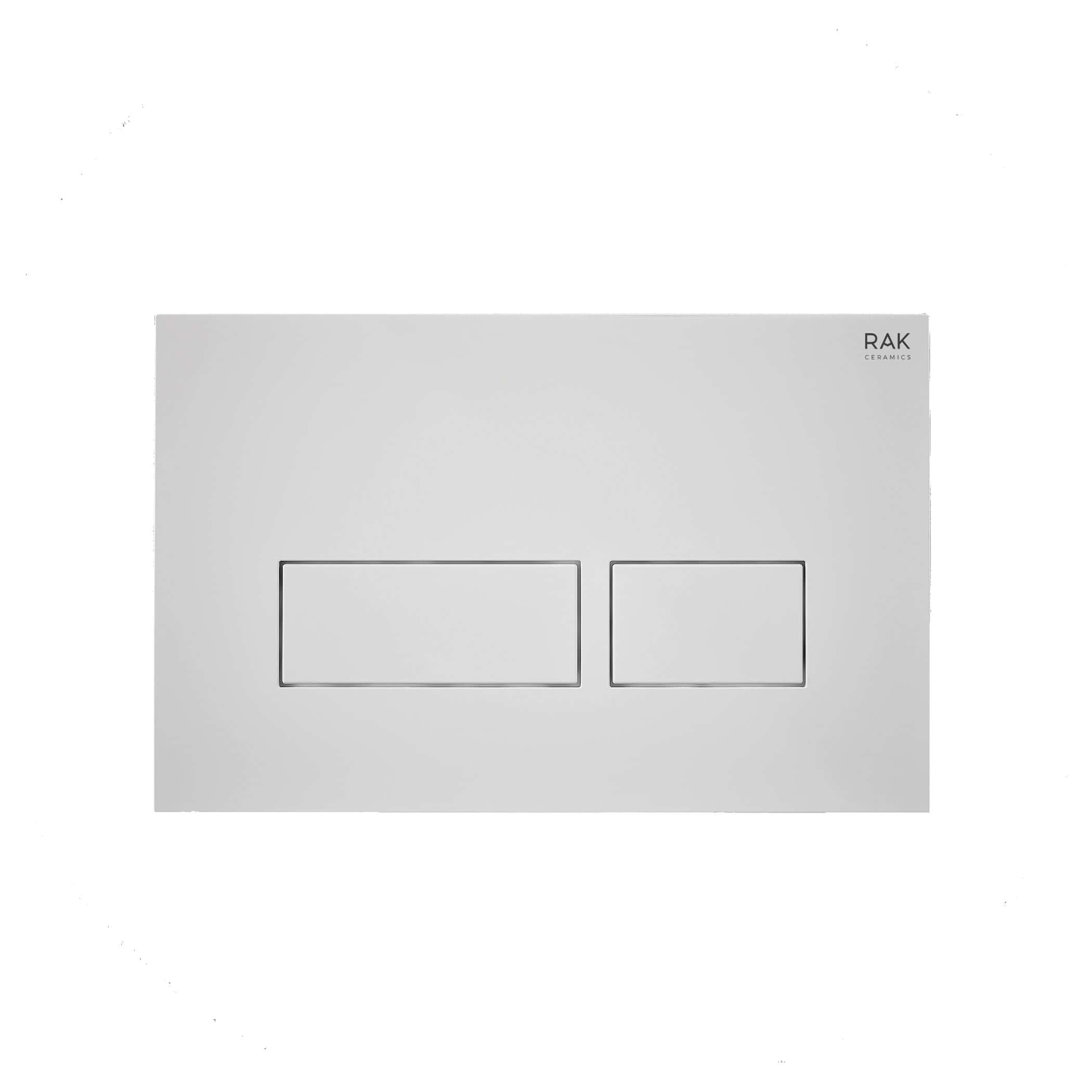 Wireless bathroom light switch with two rectangular buttons on a white plate, modern bathroom lighting control, sleek design, easy to install, ideal for contemporary bathrooms.