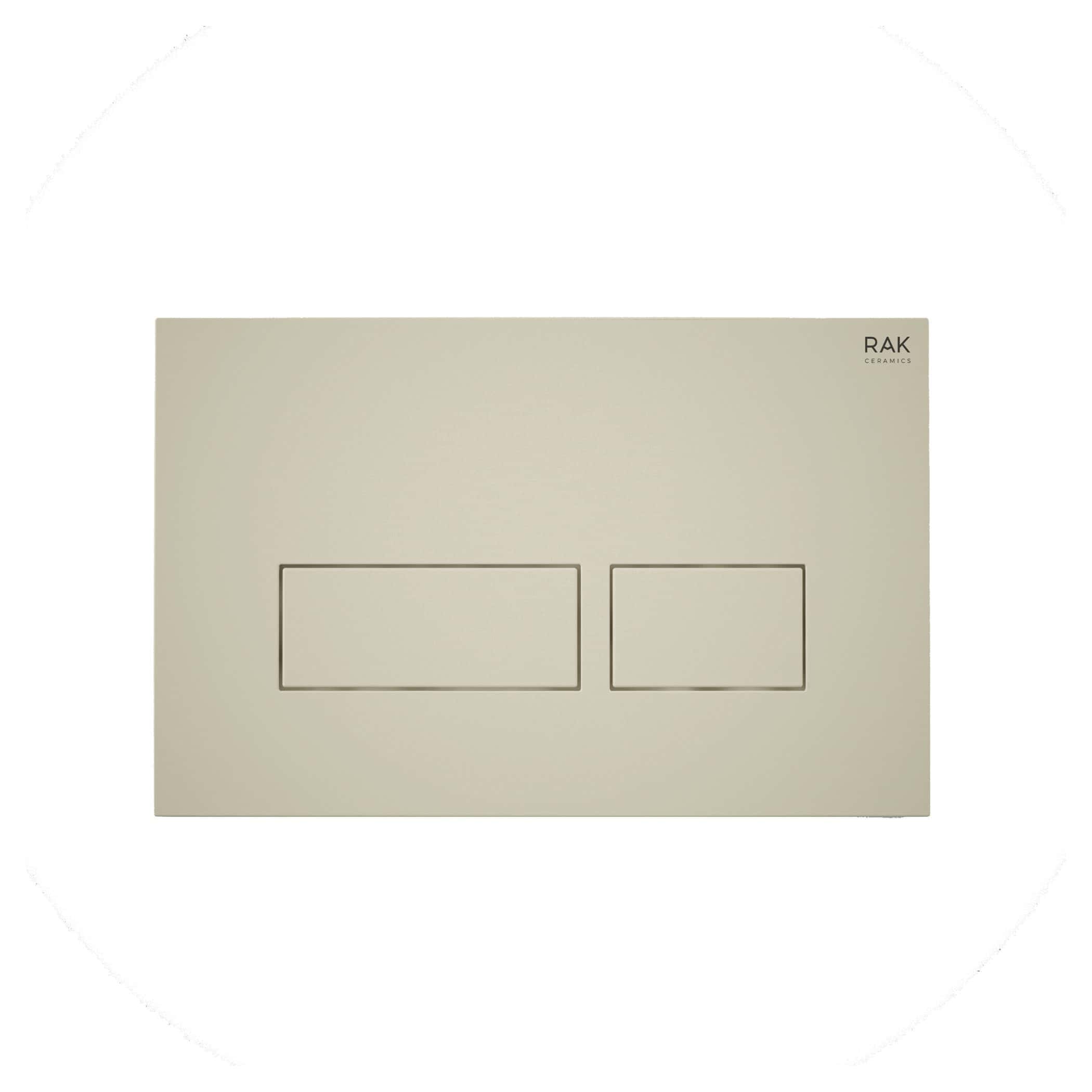 Dual flush toilet flush plate in beige for modern bathrooms, compatible with Bubly Bathrooms' sleek bathroom fixtures, designed for efficient water saving and style.