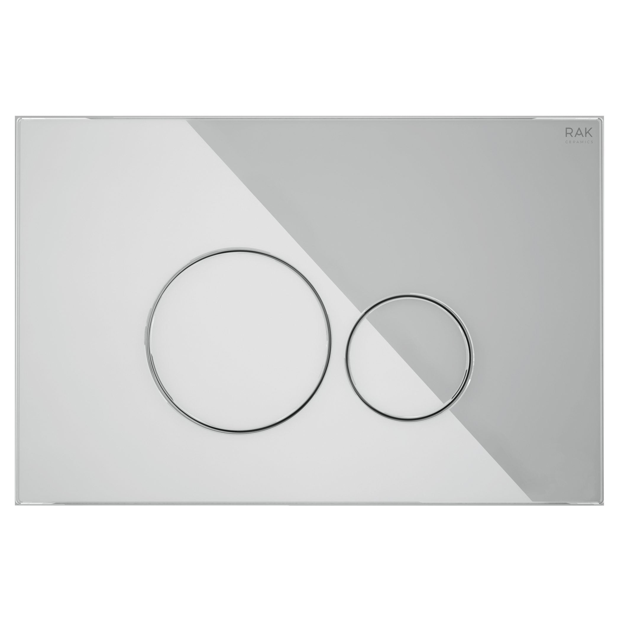 Sleek modern dual-flush toilet flush plate in stainless steel for efficient water conservation in contemporary bathrooms.