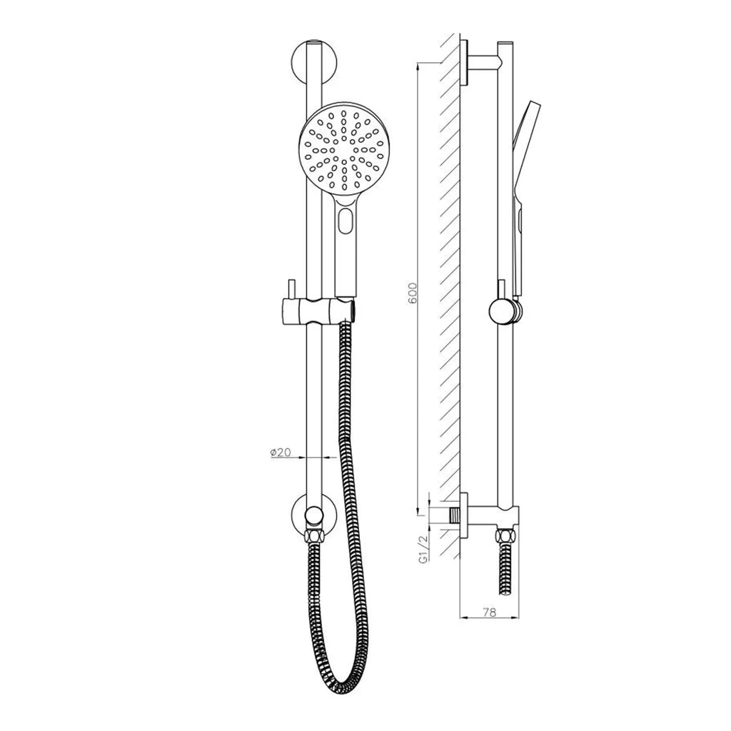 Flexible handheld shower head with wall mount, chrome finish, for luxurious Bubly Bathrooms shower systems. Perfect for modern bathroom renovation and reliable water flow.