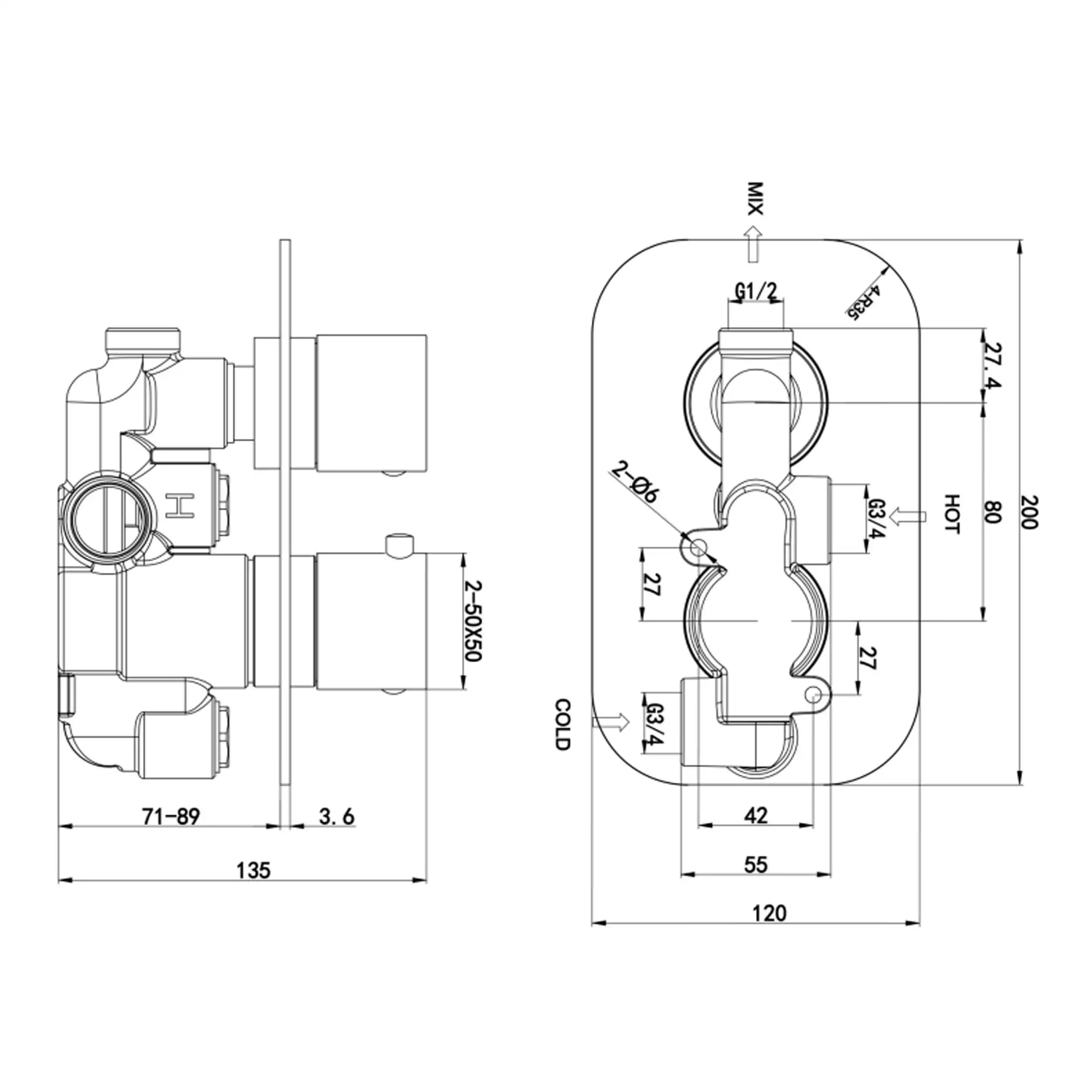 High-quality technical drawing of Bubly Bathrooms plumbing component with detailed measurements and specifications. Perfect for bathroom renovation planning and professional installation.