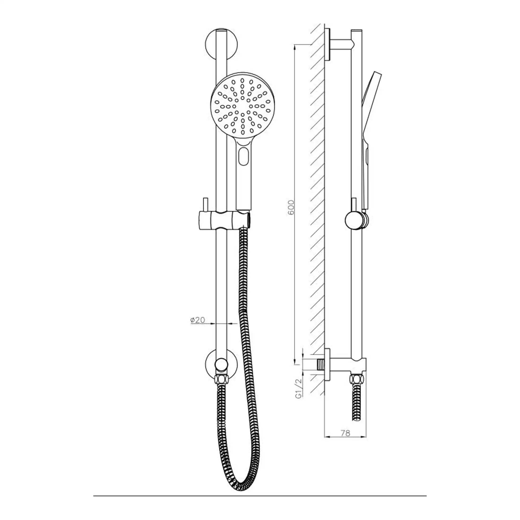 High-quality shower head and handheld shower set with adjustable spray patterns, wall-mounted fixture, durable materials, perfect for modern bathrooms.