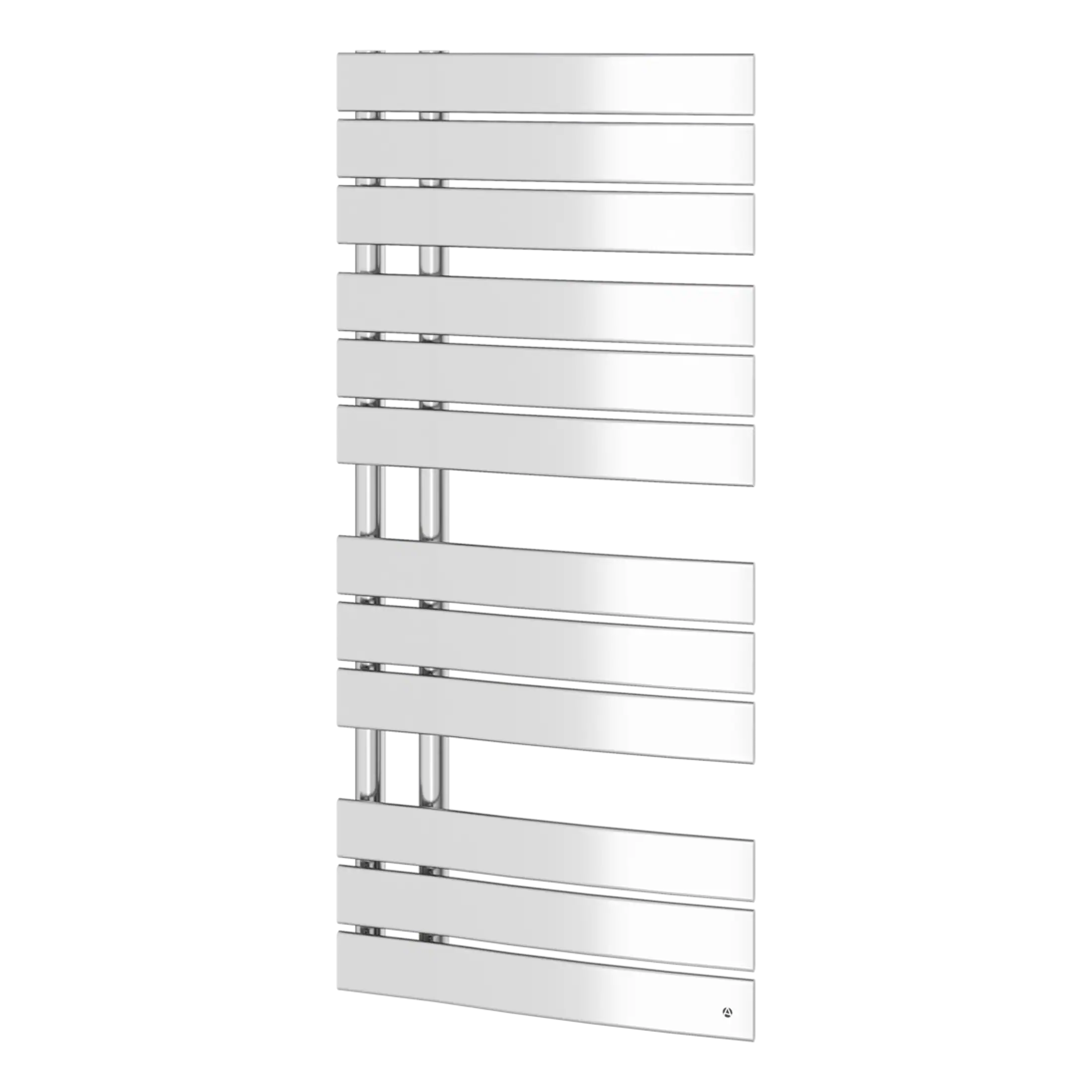 Modern white heated towel radiator for bathrooms from Bubly Bathrooms, providing stylish towel warmth and efficient heat distribution. Perfect for contemporary bathroom designs.