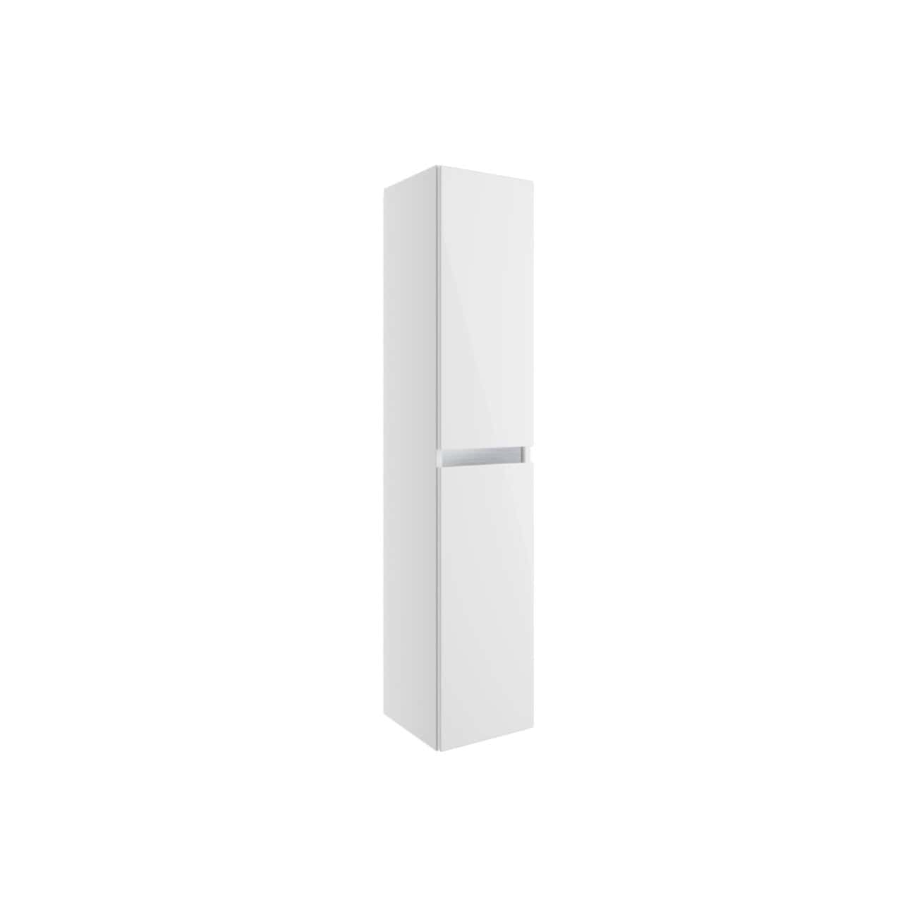 Sleek white bathroom storage cabinet with modern minimalist design, perfect for organising toiletries and bathroom essentials. Durable and space-saving for contemporary bathroom aesthetics.