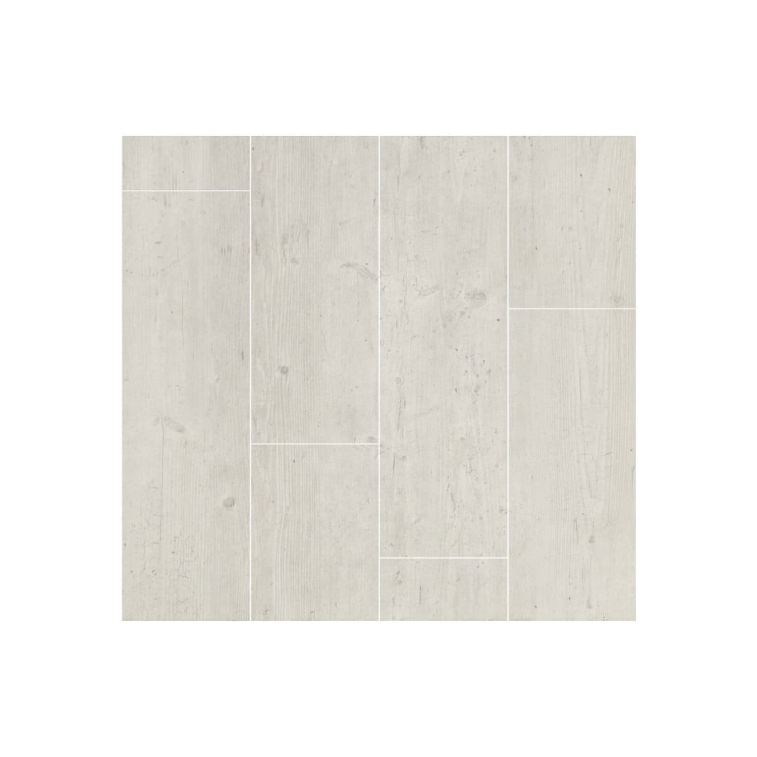 Smooth white wood-effect bathroom flooring tiles for modern and stylish bathroom designs; durable and easy to clean.
