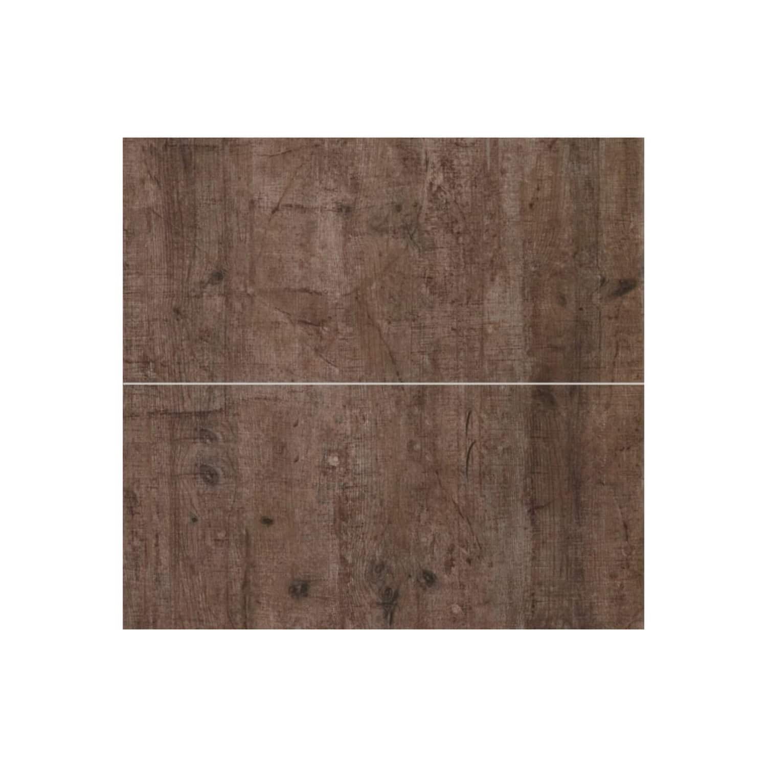 Weathered rustic wood effect bathroom vanity top in warm brown tones, perfect for adding natural texture to your bathroom design. Durable surface ideal for stylish, functional bathroom decor.