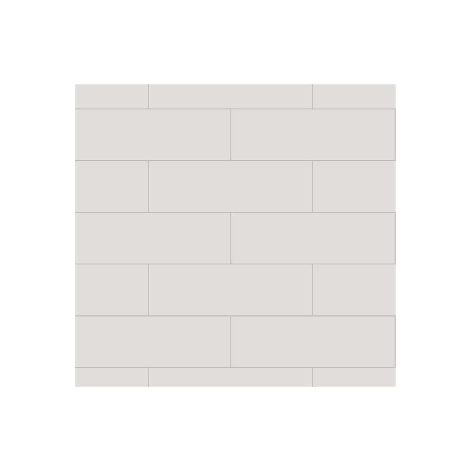 Gloss white ceramic tile with glossy finish, suitable for bathroom walls and backsplashes, featuring a classic brick bond pattern for timeless bathroom and kitchen decor.