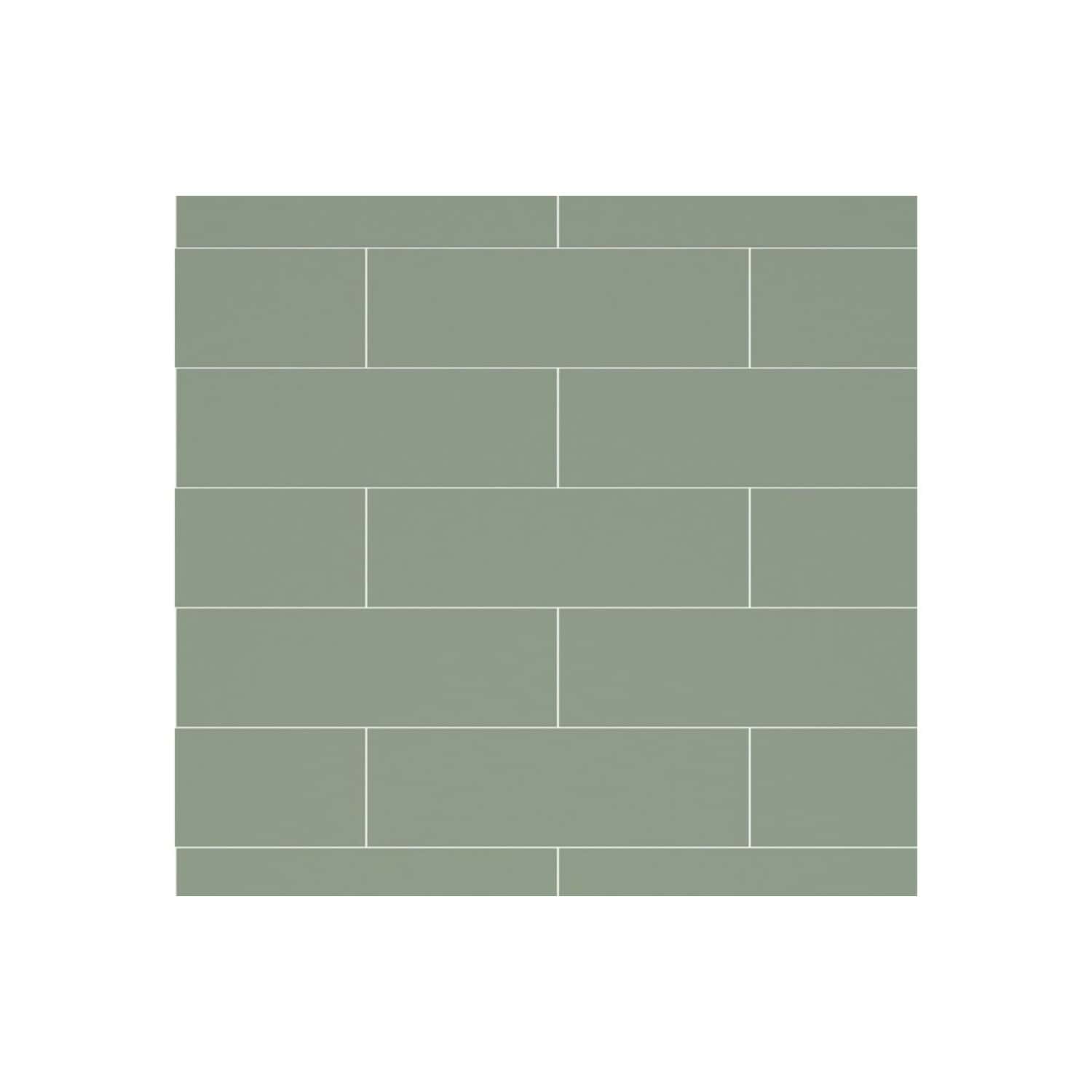 Cream subway tile wall in a modern bathroom with light grey grout lines for a sleek and contemporary look.