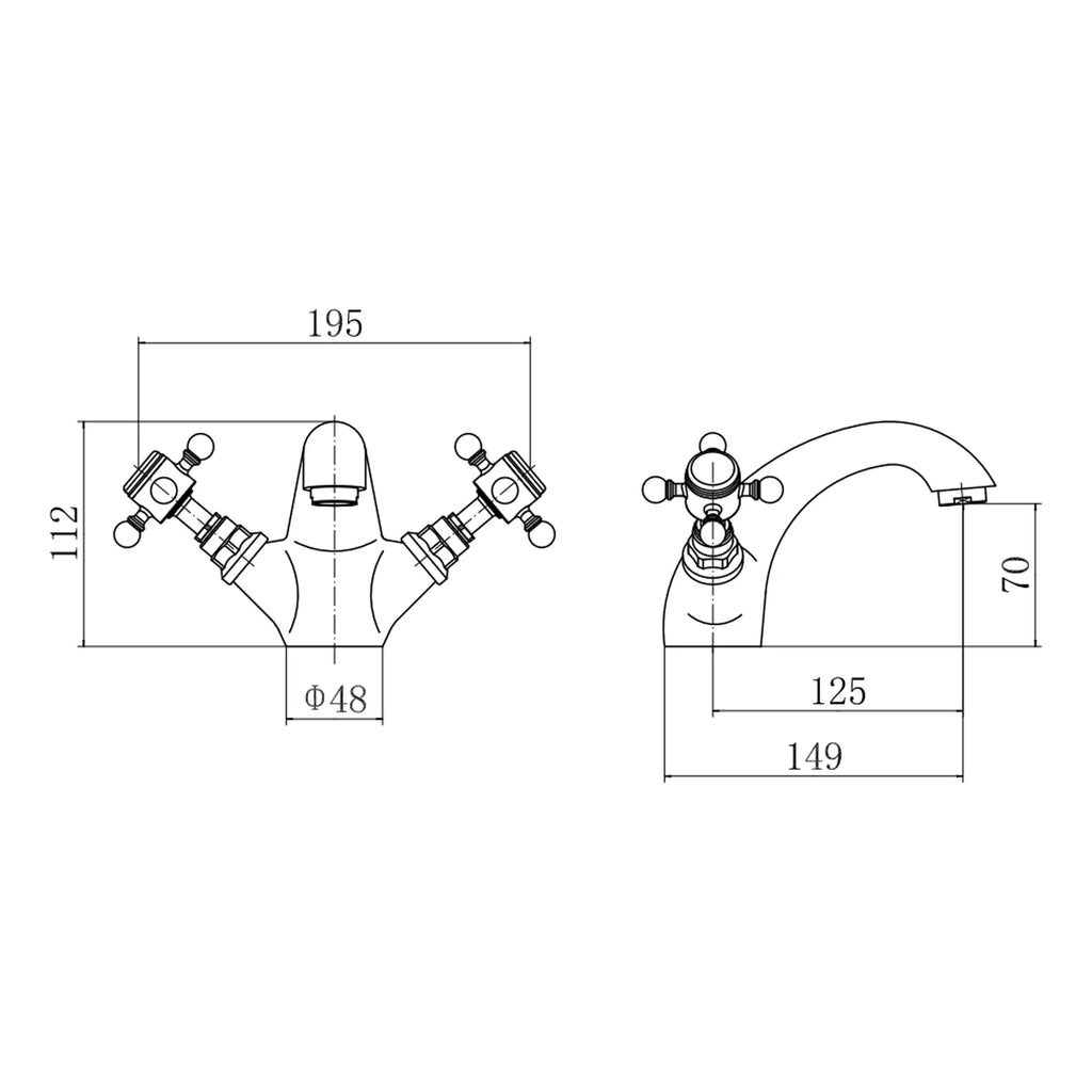 Vintage bathroom sink and tap installation blueprint with detailed measurements and technical specifications for bathroom renovation.