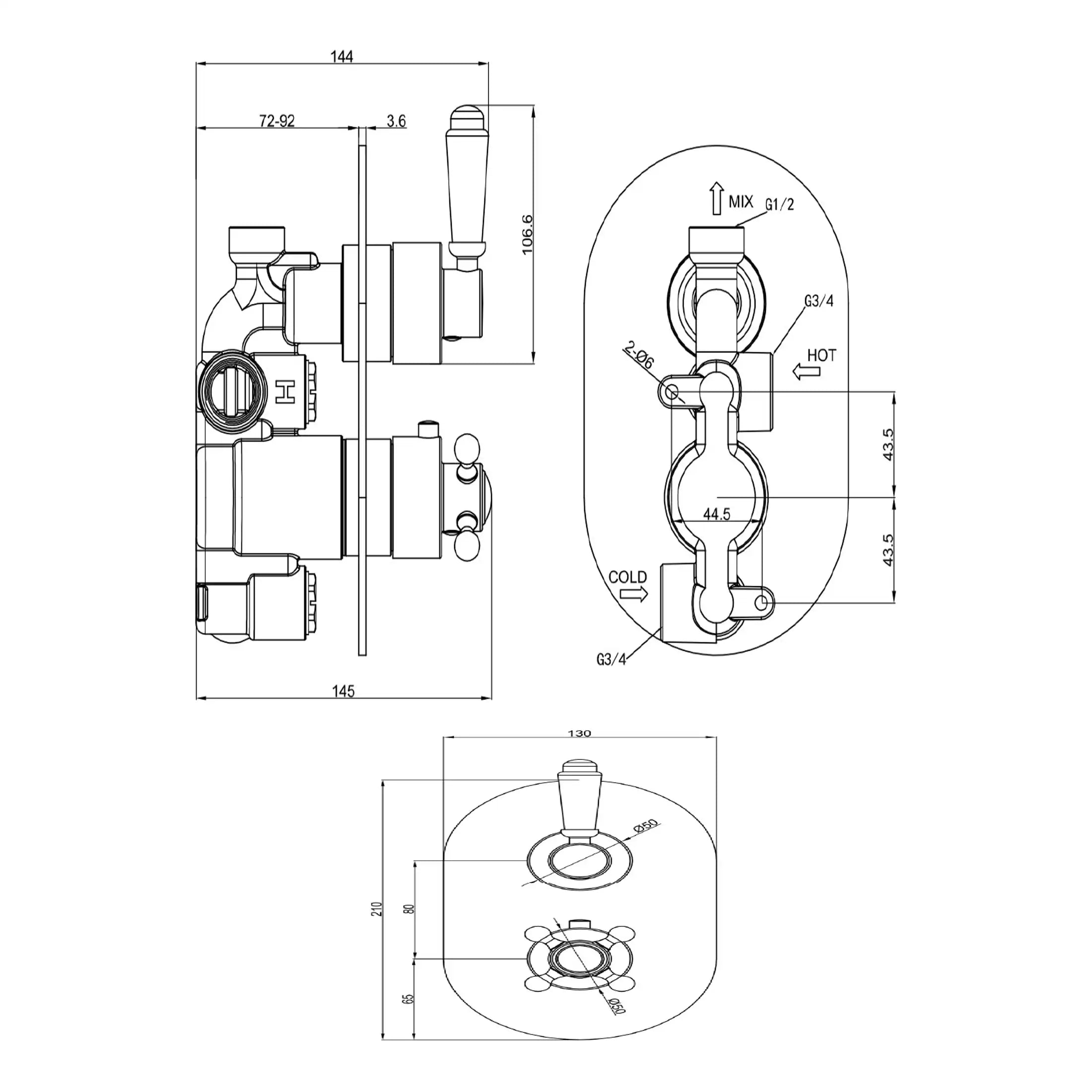 High-quality technical plumbing diagram showing detailed dimensions and components for Bubly Bathrooms. Ideal for bathroom installation, repair, and renovation projects.