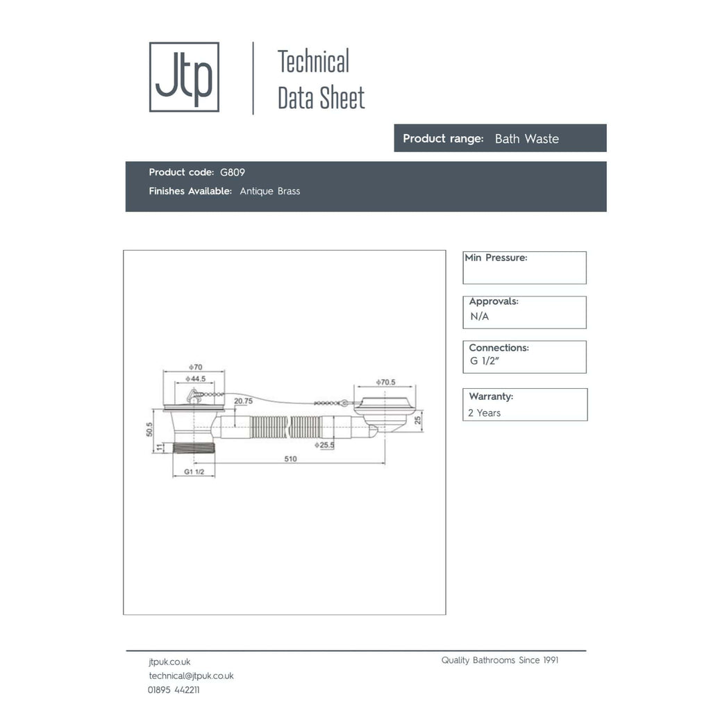 Stainless steel bathroom waste trap with G 1/2" connection, double seal, and compact design, ideal for modern and traditional bathroom plumbing systems.
