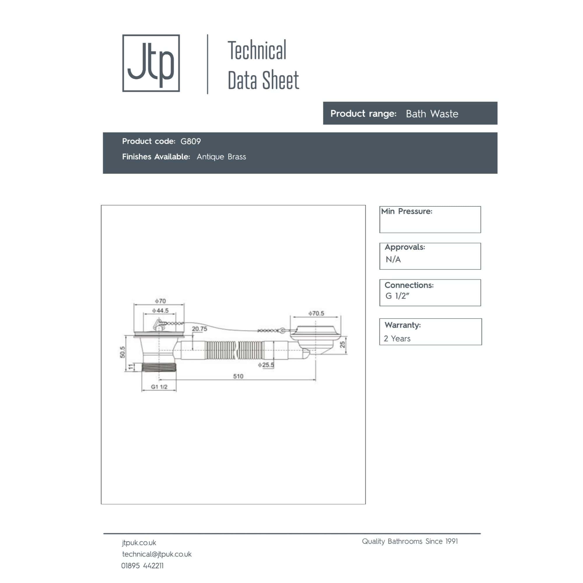 Stainless steel bathroom waste trap with G 1/2" connection, double seal, and compact design, ideal for modern and traditional bathroom plumbing systems.