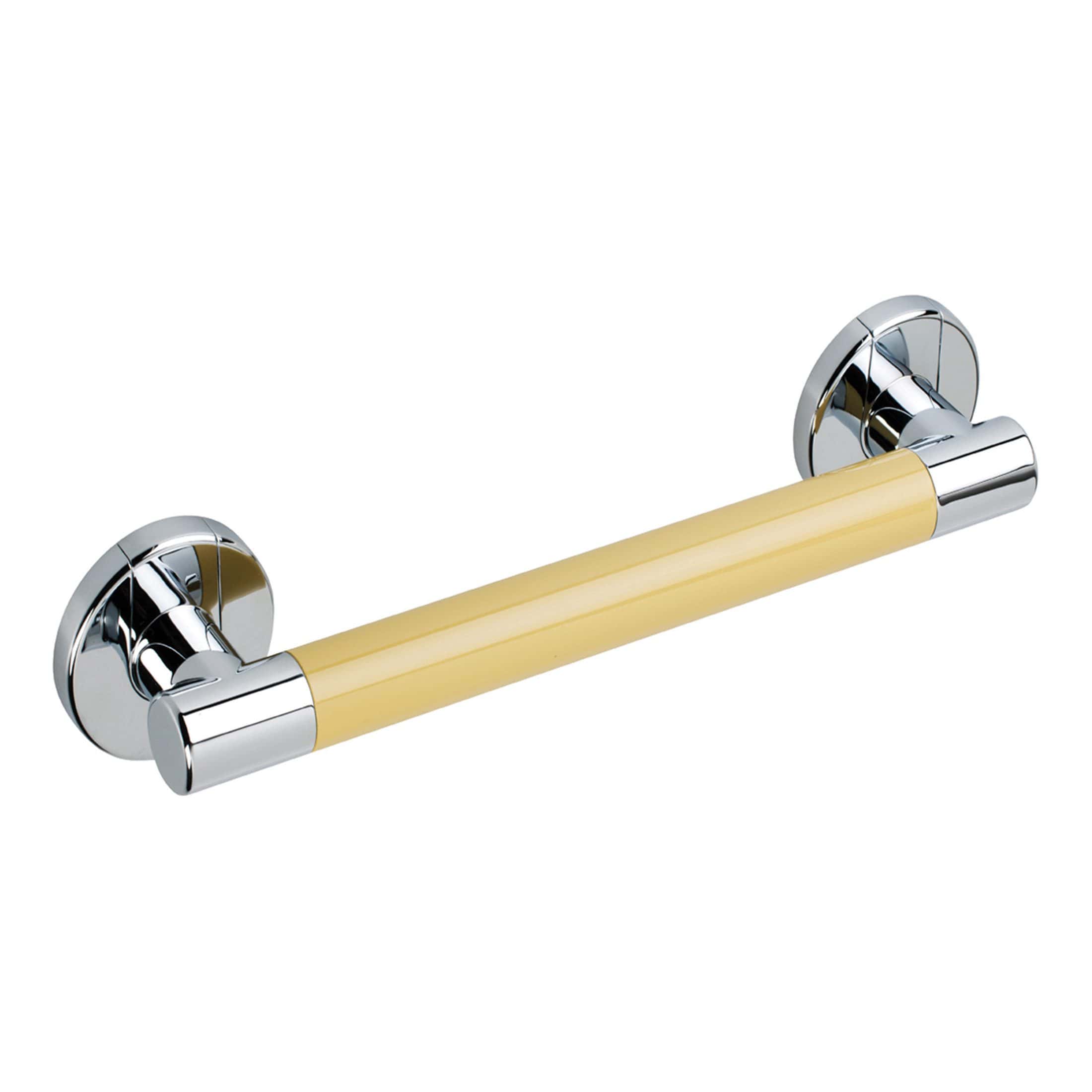 Shower towel rail with chrome and beige finish, modern bathroom accessory from Bubly Bathrooms. Suitable for hanging towels and adding style to your bathroom decor.