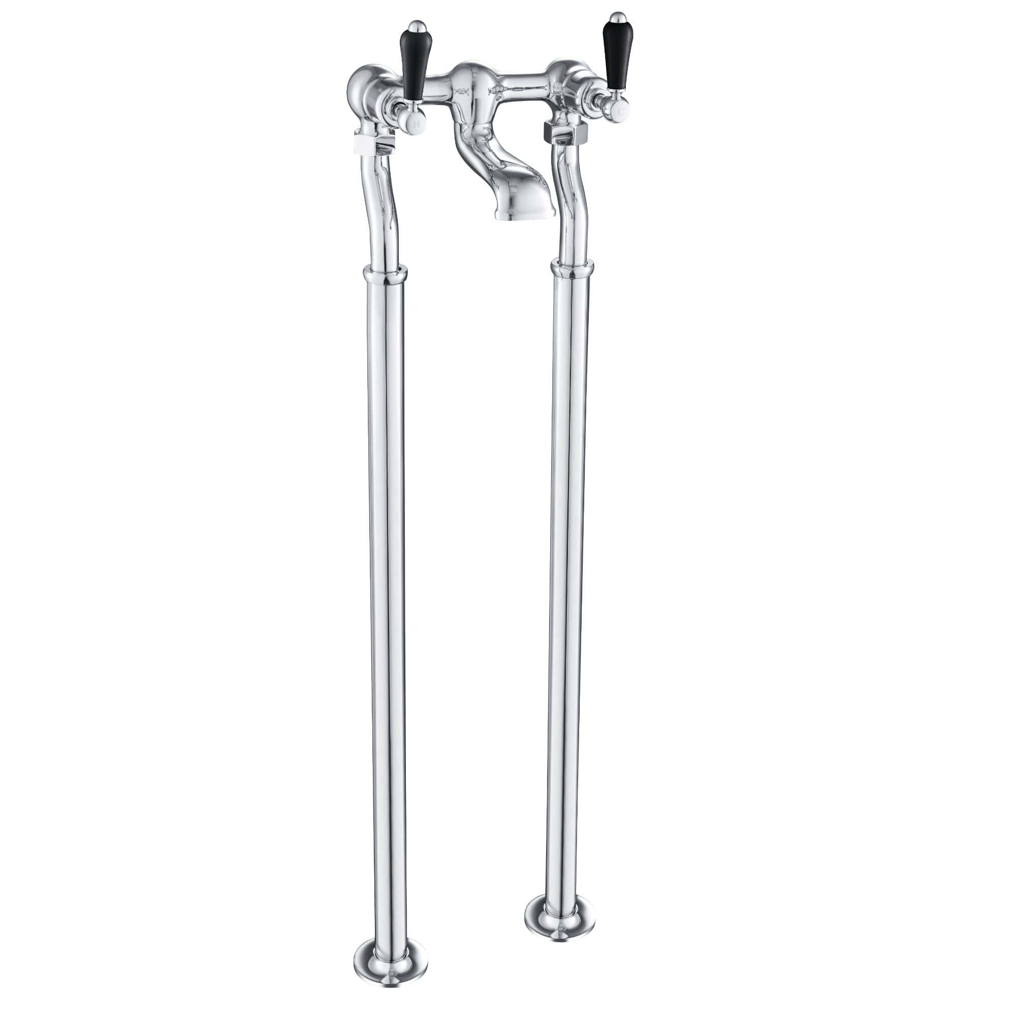 Polished chrome vintage style bathroom tap with dual handles and high-rise spout, ideal for traditional bathrooms and washbasins.