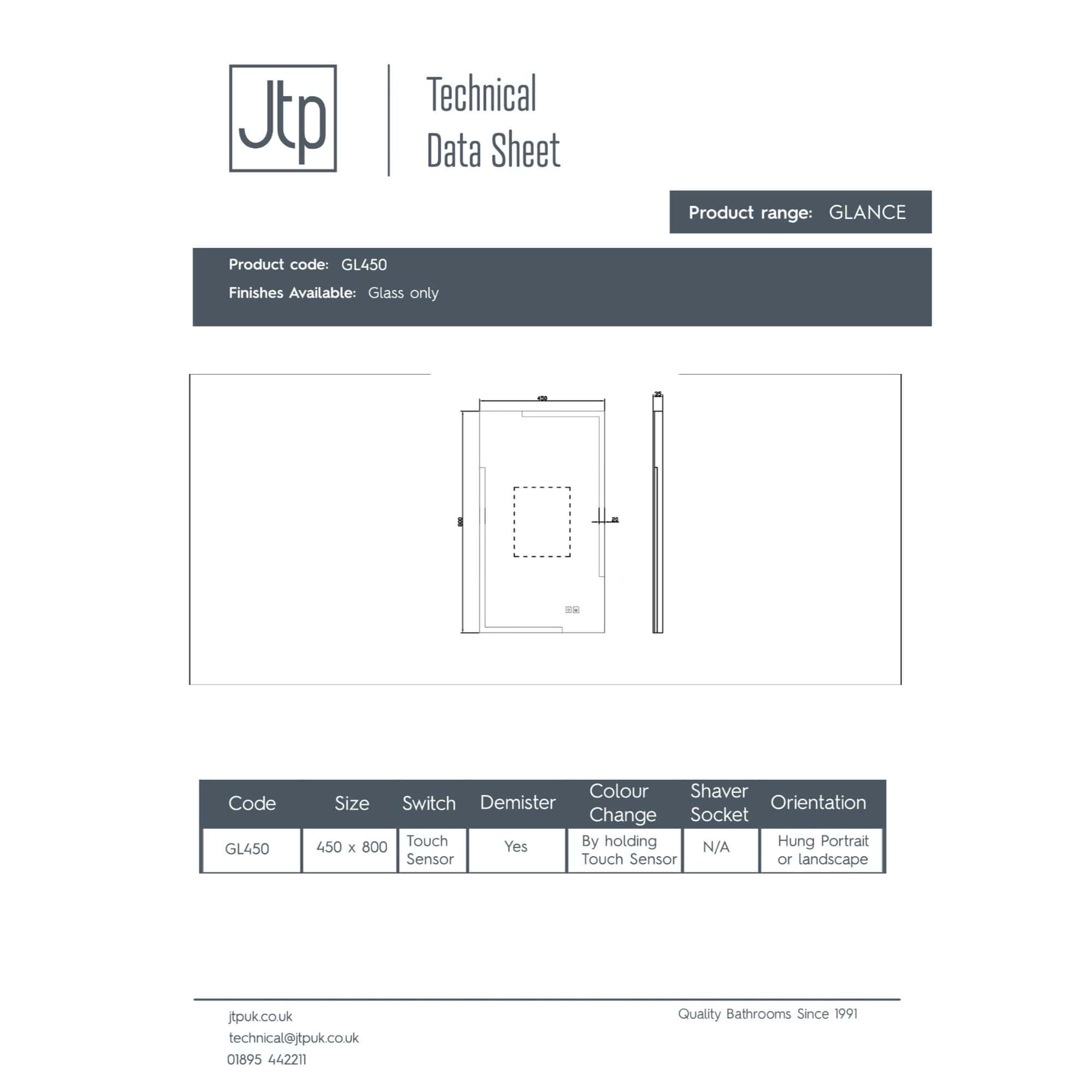 Sleek glass bathroom mirror with touch sensor, designed for modernised bathroom aesthetics. Perfect for contemporary bathrooms, offering easy operation and elegant style.