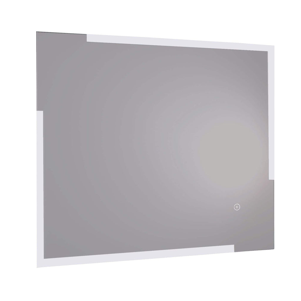 Sleek modern bathroom mirror with built-in LED lighting, designed for contemporary bathroom decor and functional use. Perfect for enhancing space and style.