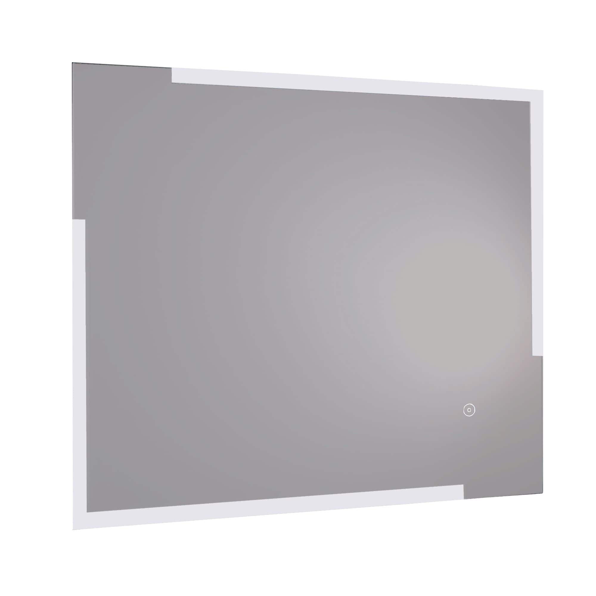Sleek modern bathroom mirror with built-in LED lighting, designed for contemporary bathroom decor and functional use. Perfect for enhancing space and style.
