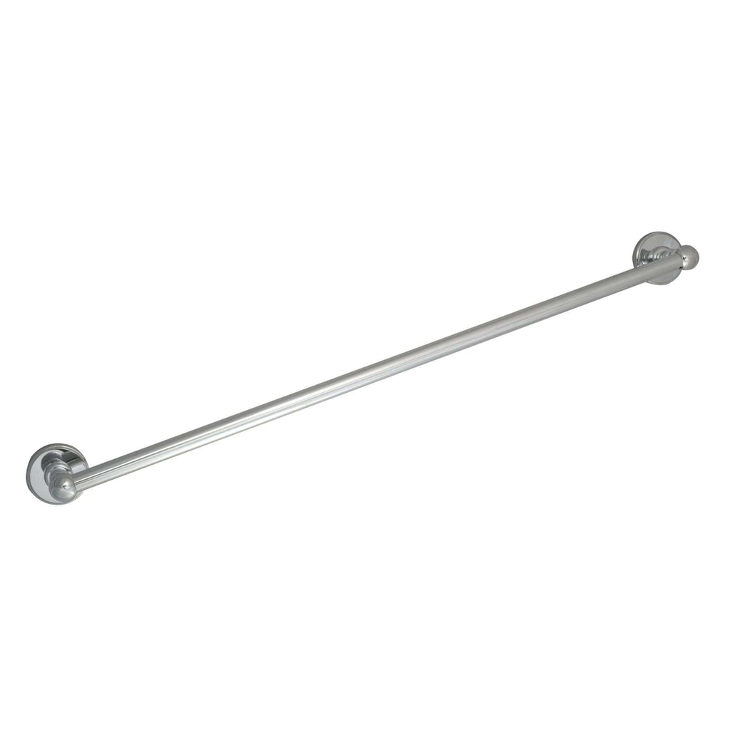 Polished chrome bathroom grab bar for safety and support, ideal for shower or bathtub mobility aid. Durable, rust-resistant stainless steel with mounting brackets for secure installation.
