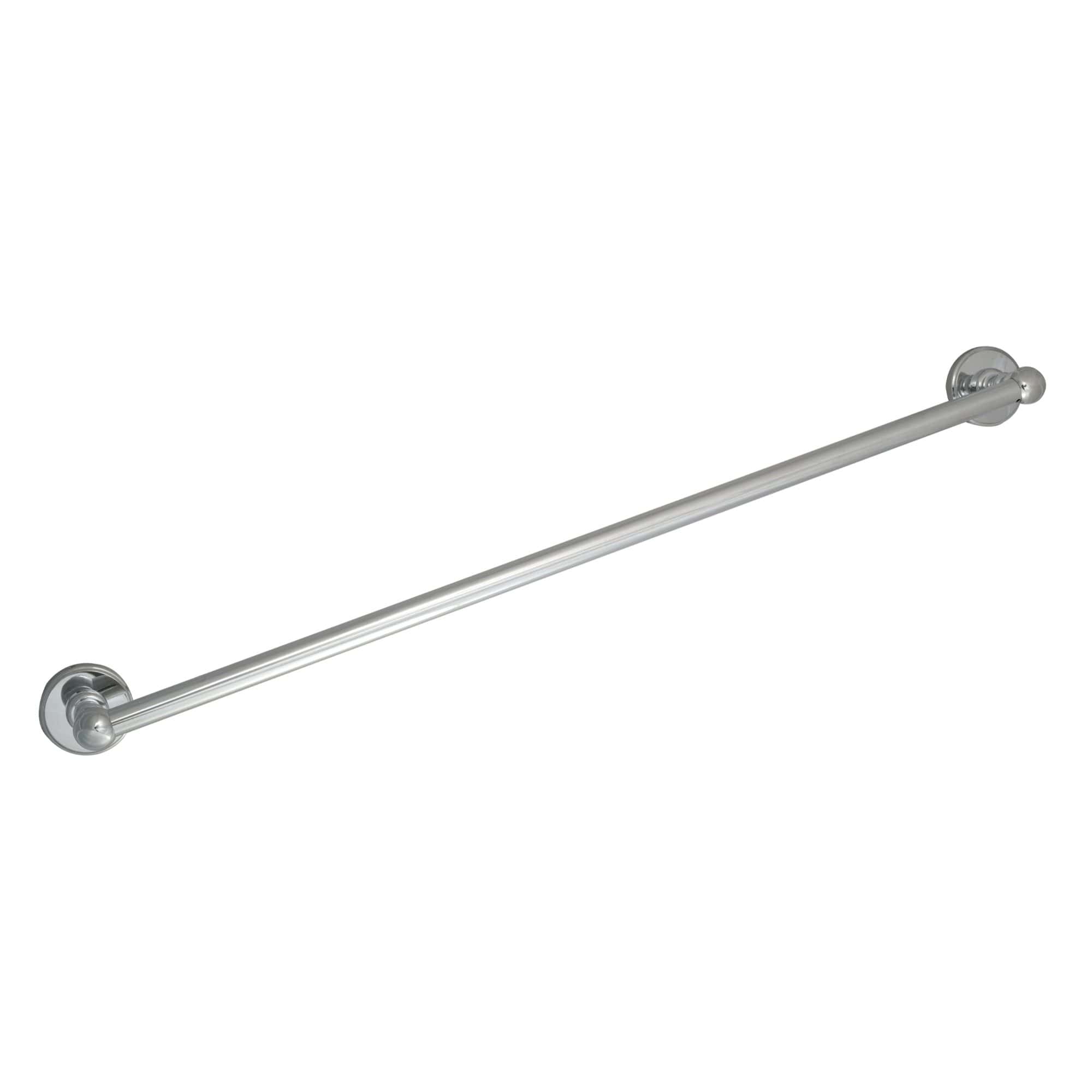 Polished chrome bathroom grab bar for safety and support, ideal for shower or bathtub mobility aid. Durable, rust-resistant stainless steel with mounting brackets for secure installation.