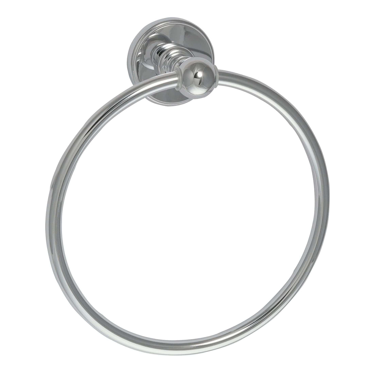 Polished chrome towel ring for contemporary bathroom decor, perfect for holding hand towels. Durable, stylish design from Bubly Bathrooms for modern bathroom accessories.