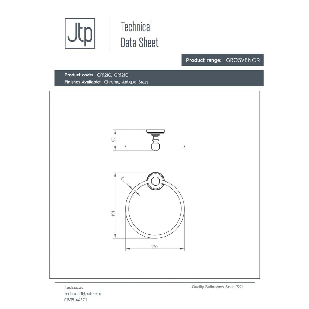 High-quality bathroom towel ring in antique brass finish, featuring sleek design with precise dimensions for bathroom decor. Ideal for towel storage and modern bathroom interiors.