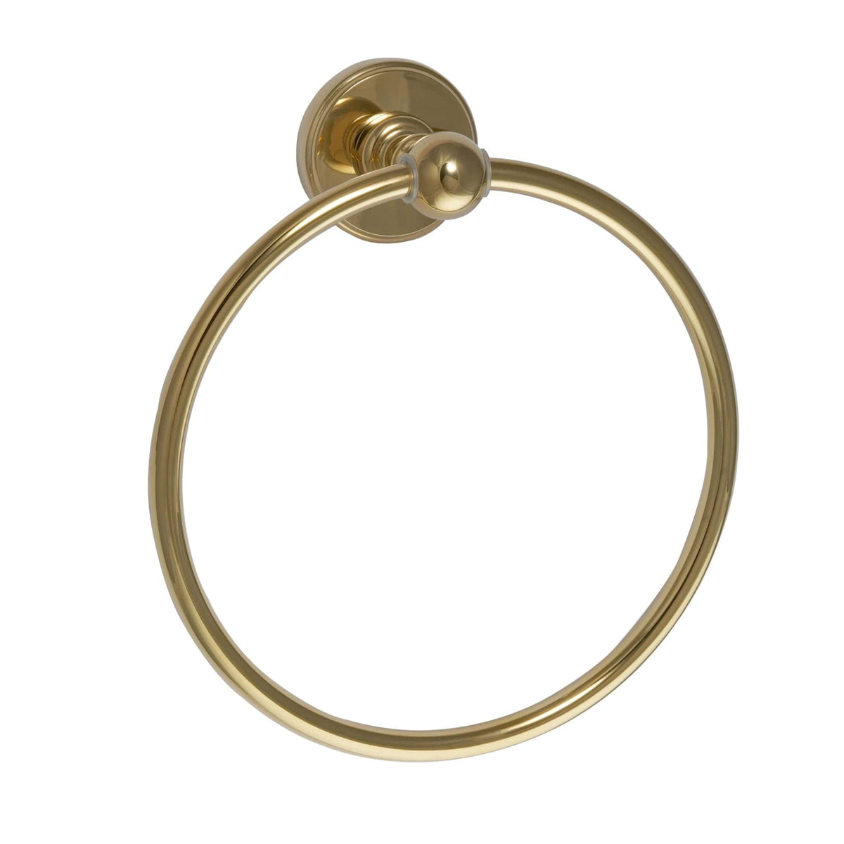 Luxurious gold bathroom towel ring with polished finish, ideal for elegant bathroom decor and towel organisation. Perfect for classic or modern luxury bathrooms.