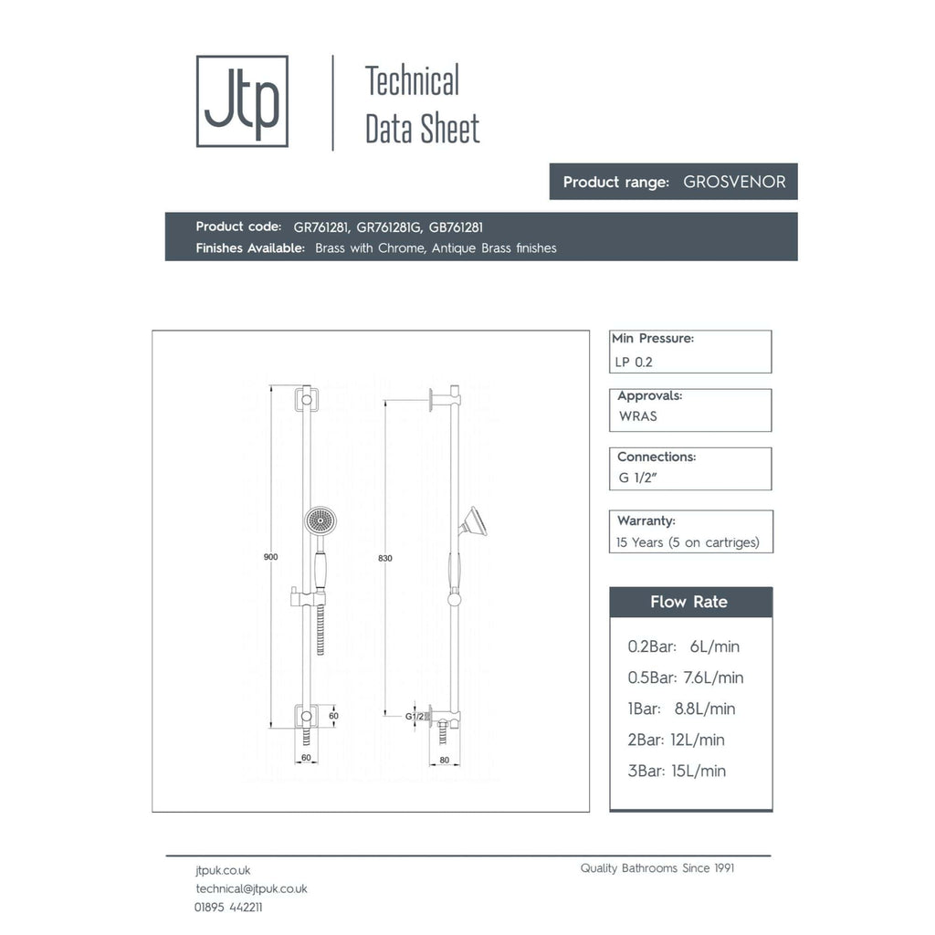 Flexible bathroom shower system with chrome finish, adjustable hand shower, and G 1/2 inch connection for modern bathroom installations.