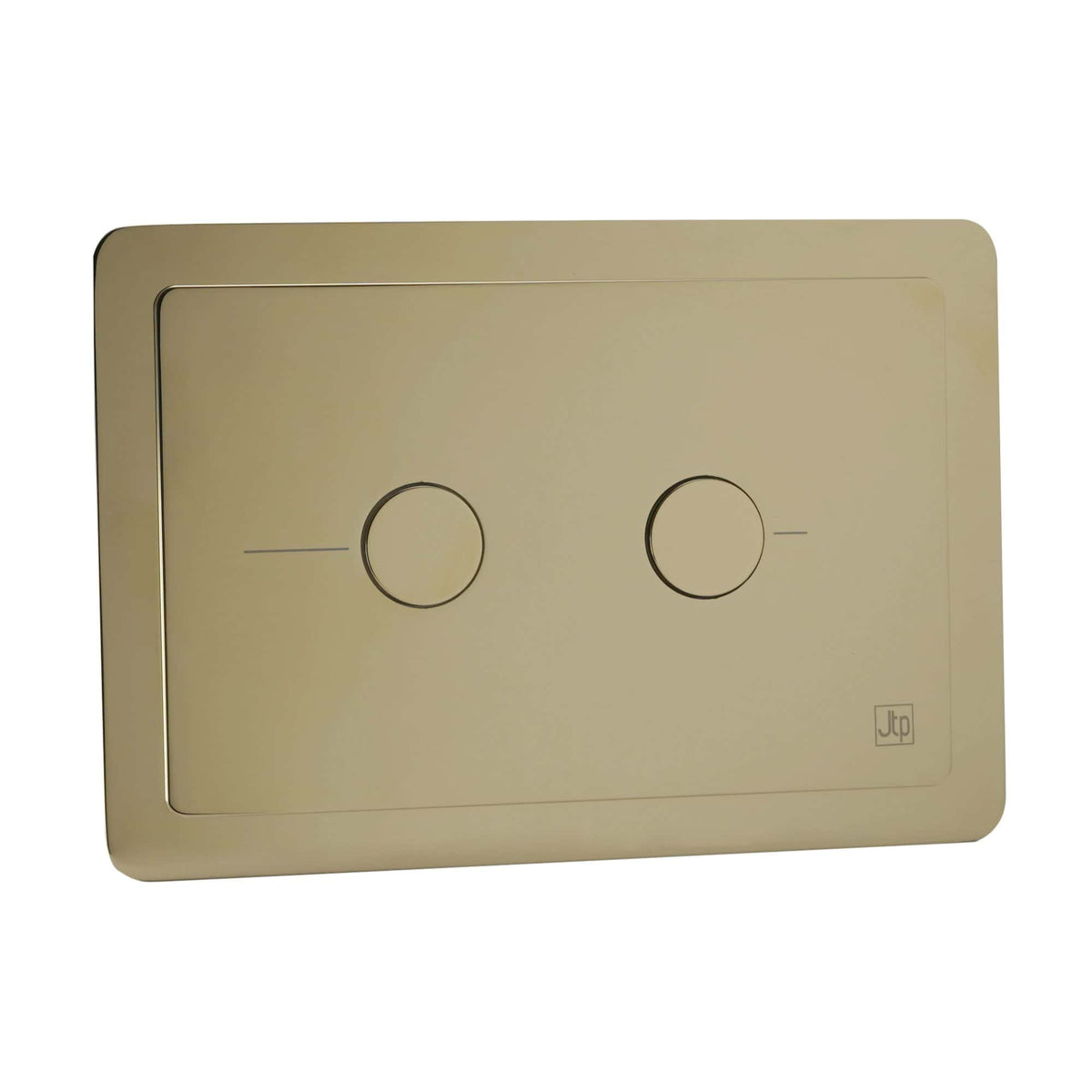 Dual flush toilet flush button plate in a sleek beige finish, designed for modern bathroom fixtures, offering efficient water control and stylish appearance.