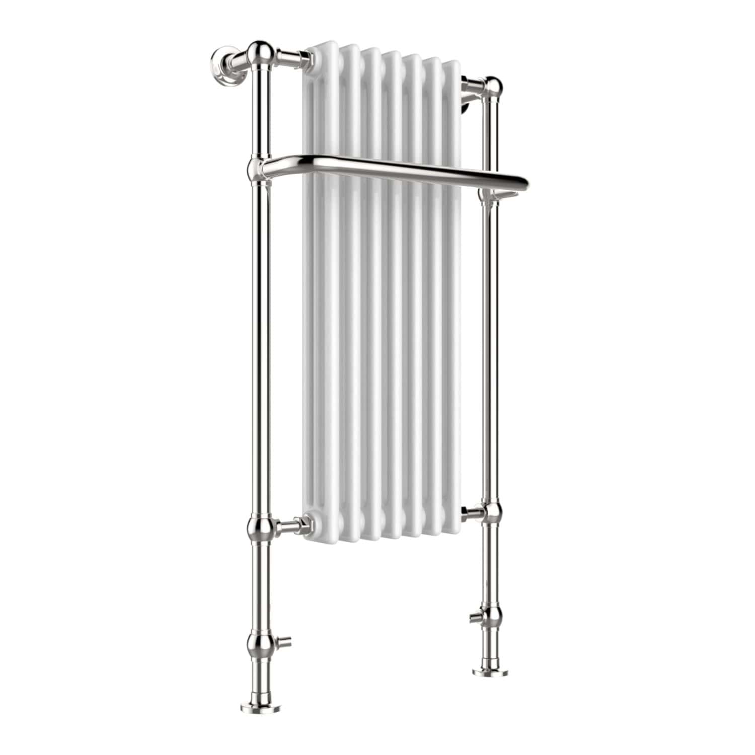 Chrome towel radiator with a modern design, perfect for bathrooms and heating solutions. Durable and stylish, ideal for enhancing bathroom aesthetics and functionality.