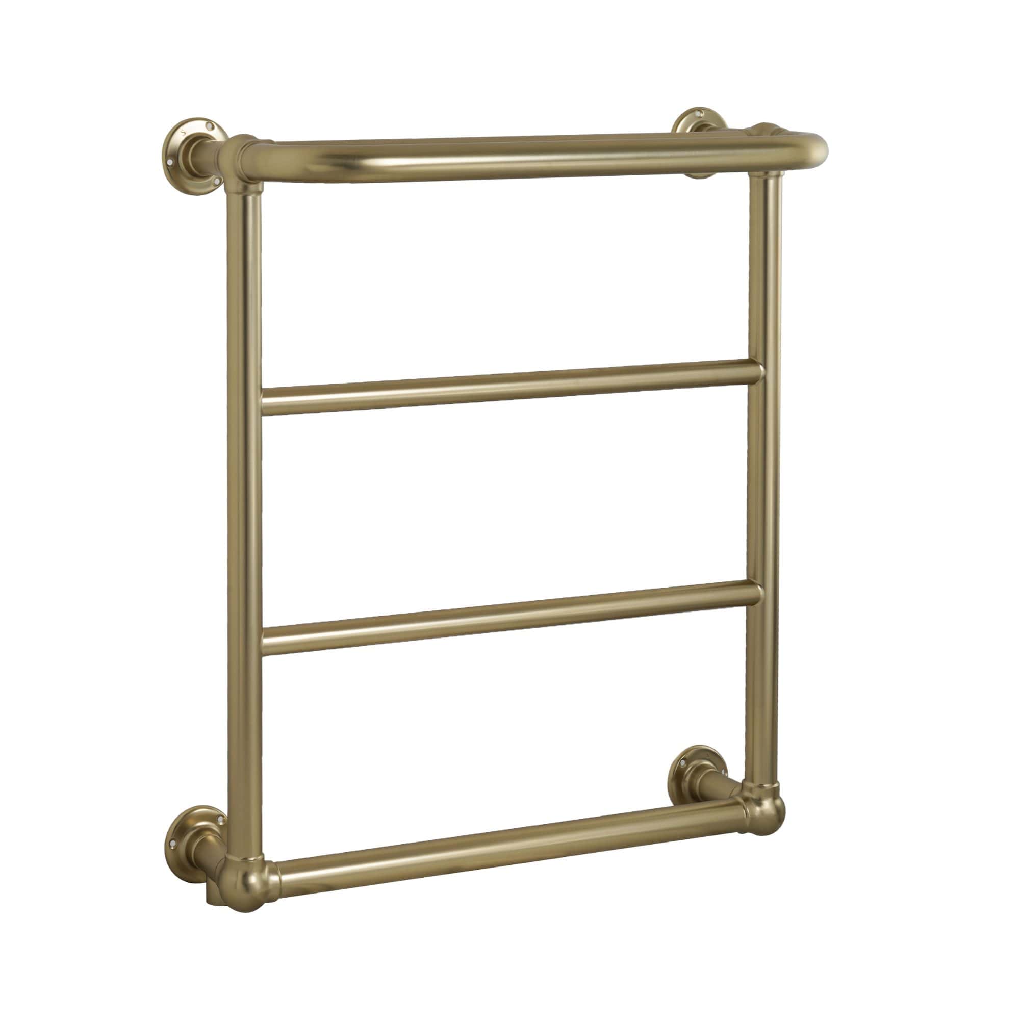 Brass towel rail for bathroom, wall-mounted heated towel warmer, modern industrial style bathroom radiator, premium quality hot towel rack, Bubly Bathrooms bathroom accessories, elegant brass towel holder, stylish heated towel rail, durable and functional bathroom radiator, tasteful bathroom decor, high-quality brass towel warmer, contemporary bathroom heating solution, wall-mounted towel rack for luxury bathrooms.