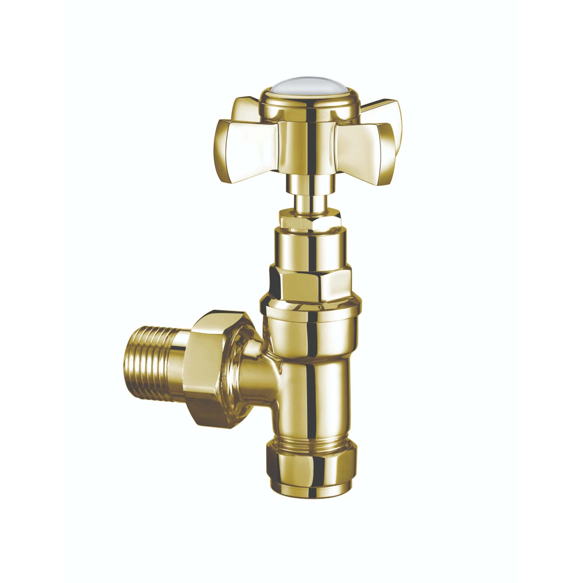 High-quality gold bathroom valve with cross handles, suitable for modern plumbing systems. Perfect for residential and commercial bathroom installations, ensuring reliable water control.