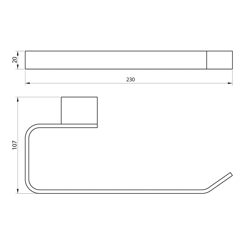 Scudo Napoli Gunmetal Towel Ring - technical drawing with dimensions