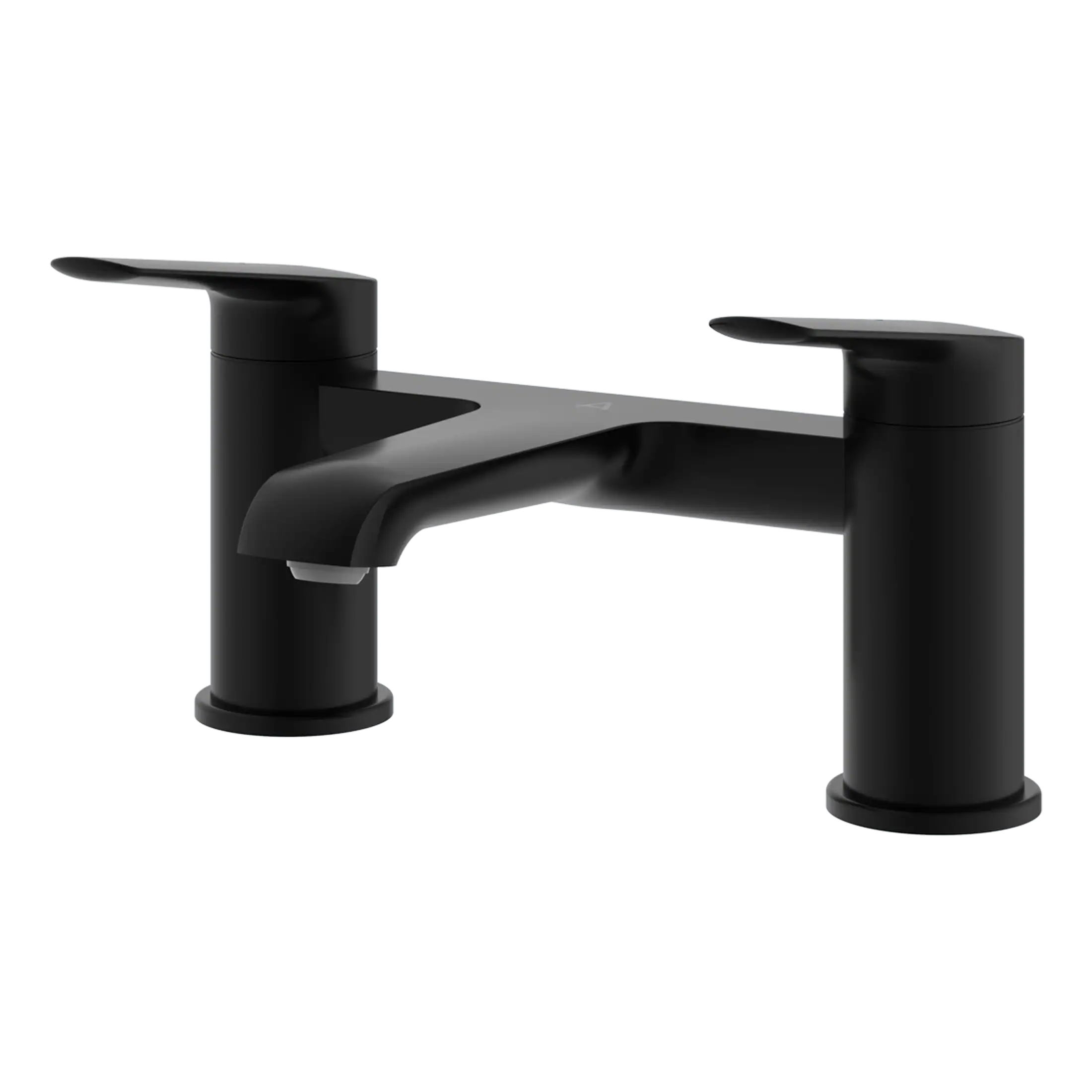 Black matte bathroom tap with dual handles from Bubly Bathrooms. Suitable for modern bathroom sinks, featuring a sleek, contemporary design and durable construction. Perfect for enhancing bathroom aesthetics.