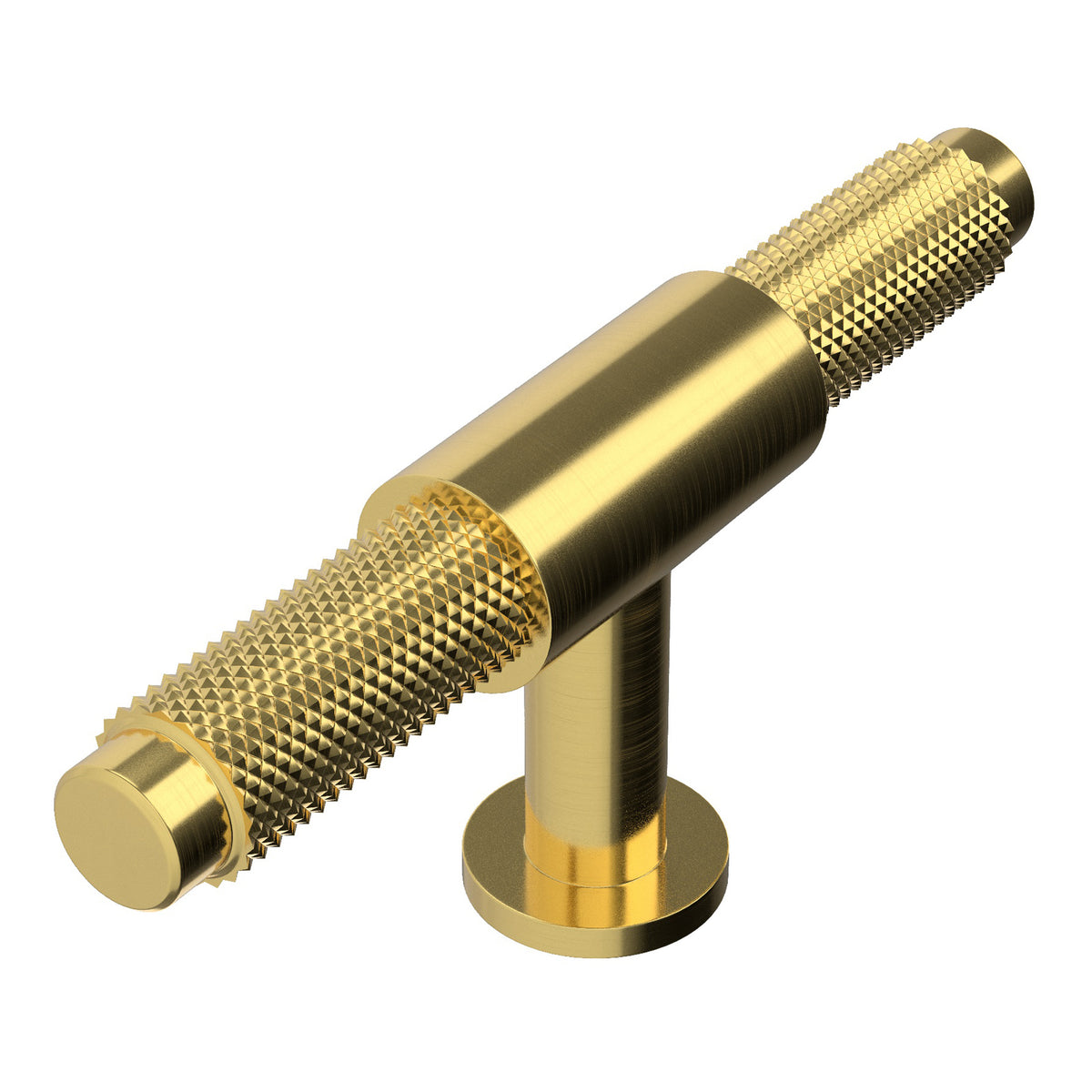 Scudo Knurled T Bar Handle, Brushed Brass