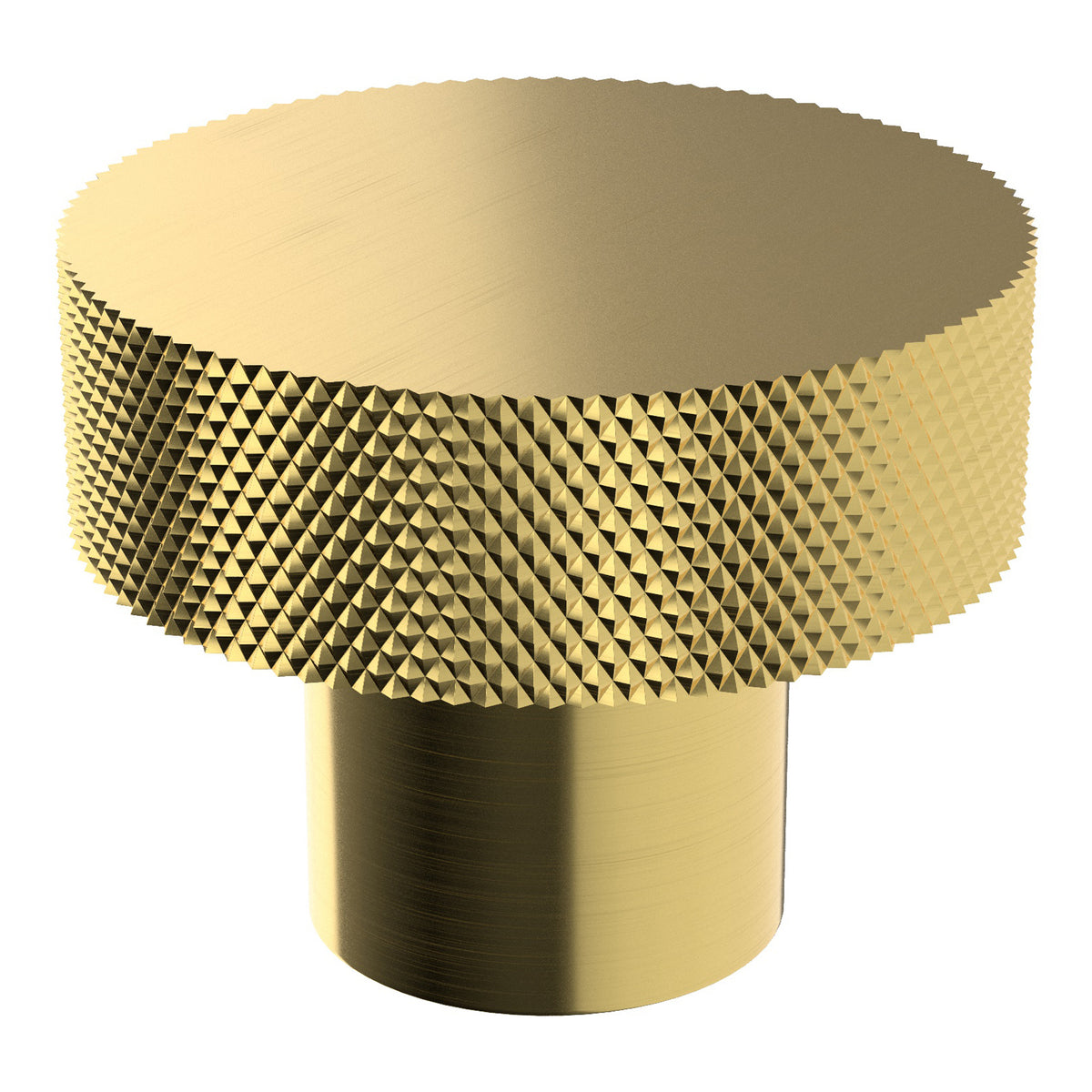 Scudo Round Knurled Handle, Brushed Brass