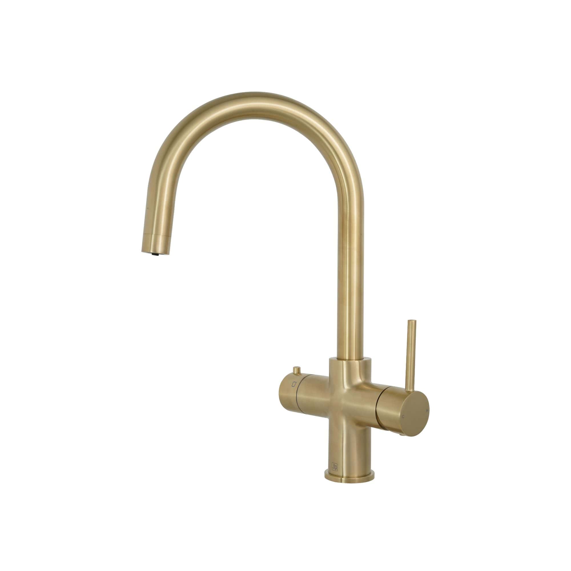 Brass kitchen tap with modern ergonomic handle, ideal for stylish bathroom or kitchen upgrade, durable and high-quality design from Bubly Bathrooms.