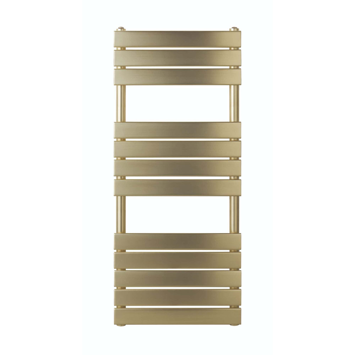 Sleek gold radiator towel rail for modern bathrooms, offering stylish heating and towel drying solutions. Perfect for contemporary bathroom decor and optimal warmth.